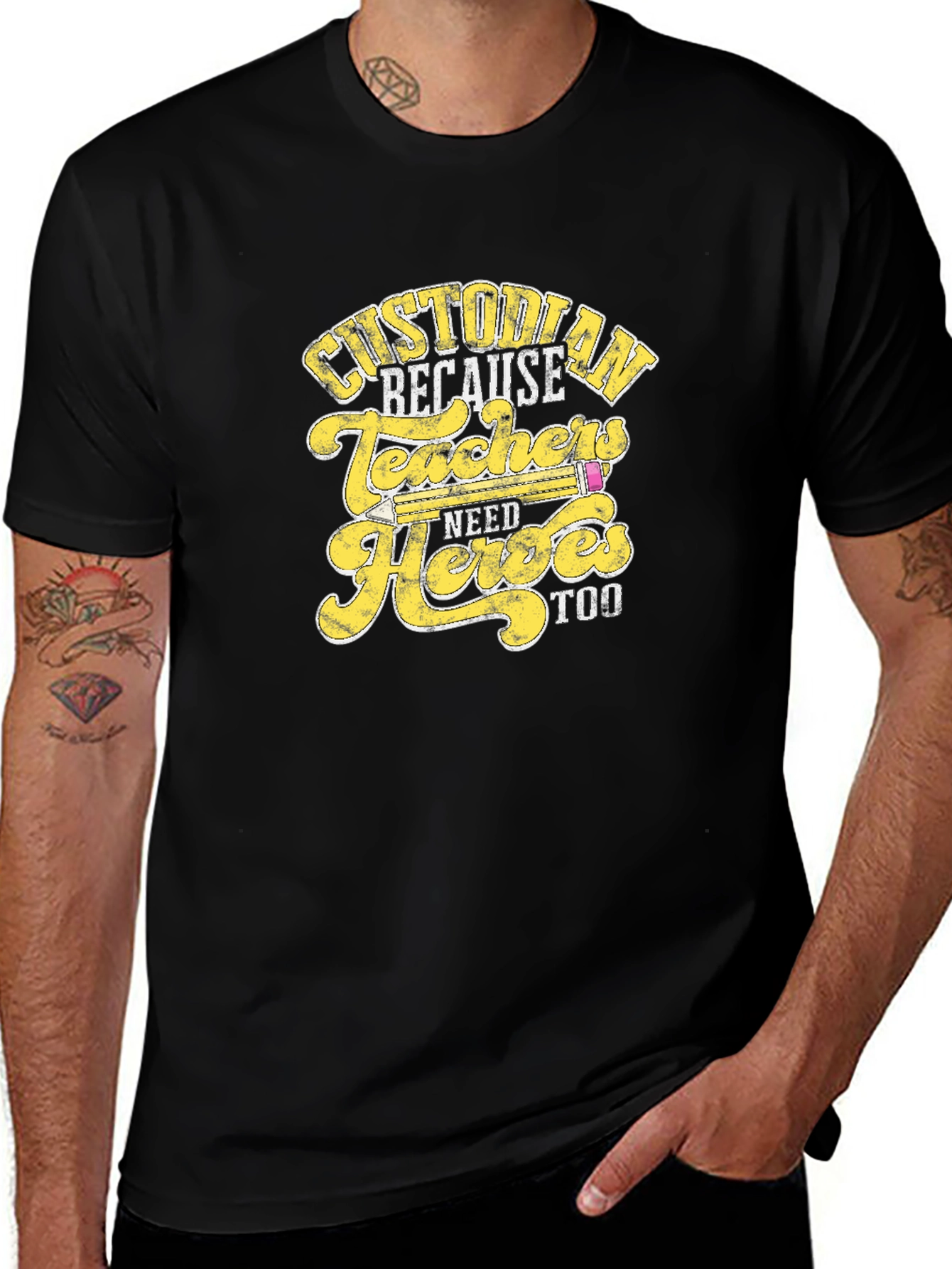 Custodian Because Teachers Need Heroes Too T-Shirt