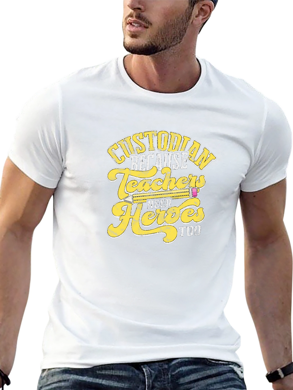 Custodian Because Teachers Need Heroes Too T-Shirt