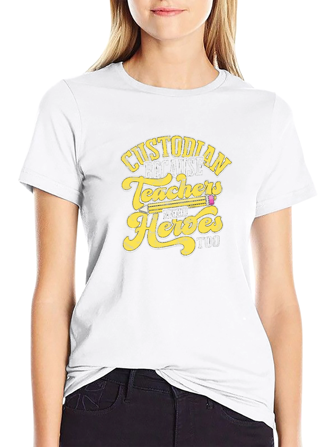 Custodian Because Teachers Need Heroes Too T-Shirt
