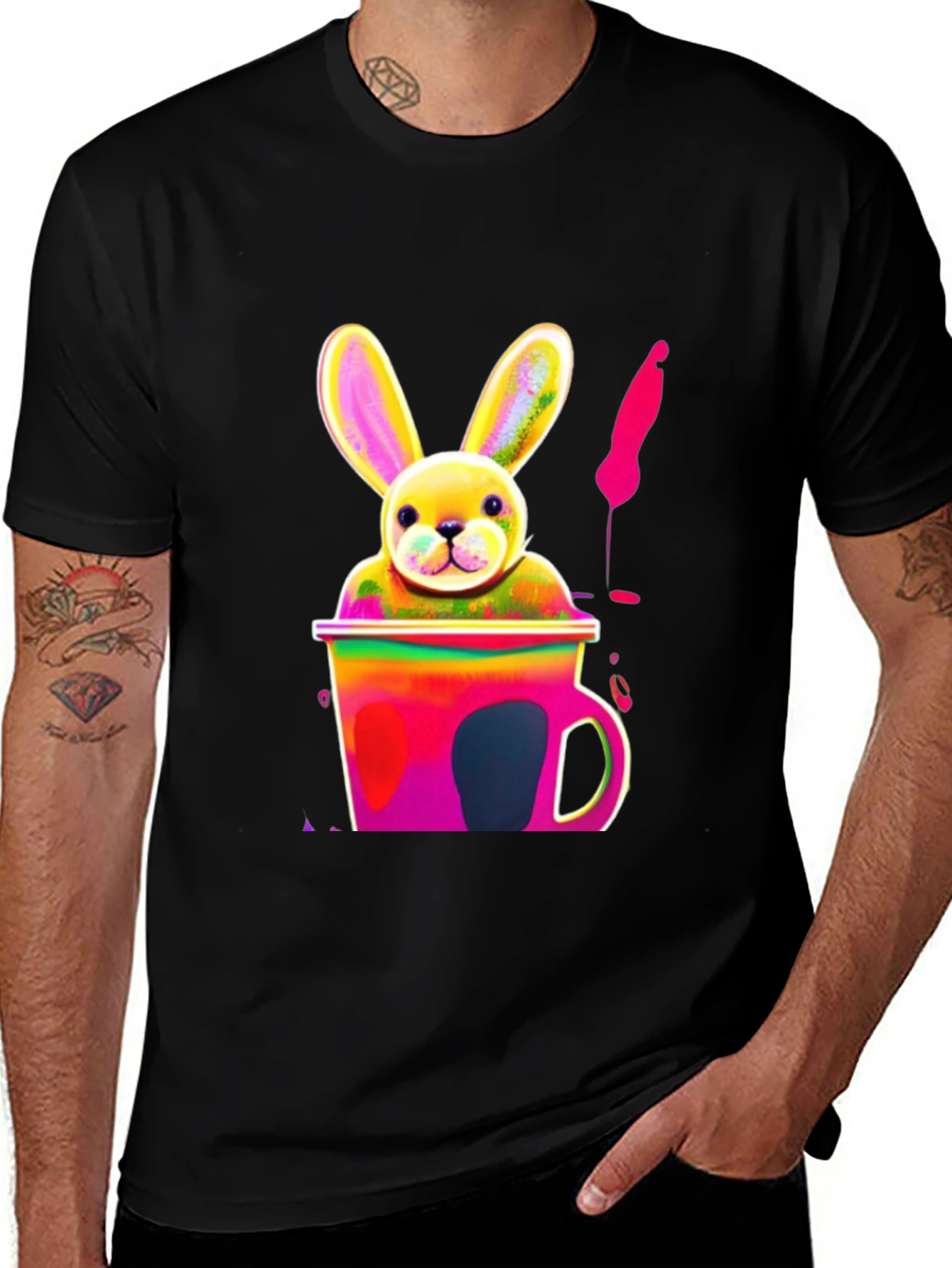 Bunny in a Cup Graphic Tee - Fun & Colorful Design
