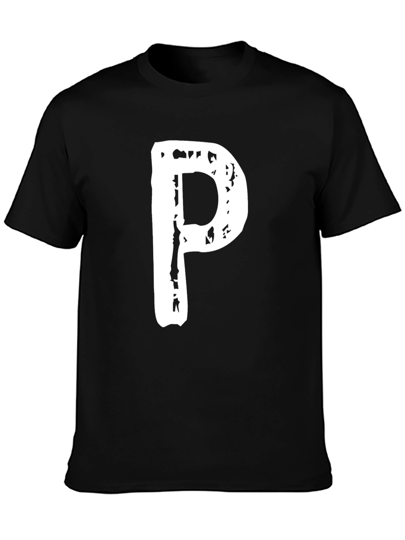 Letter P Graphic Black T-Shirt