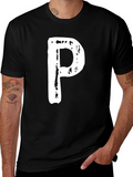 Letter P Graphic Black T-Shirt