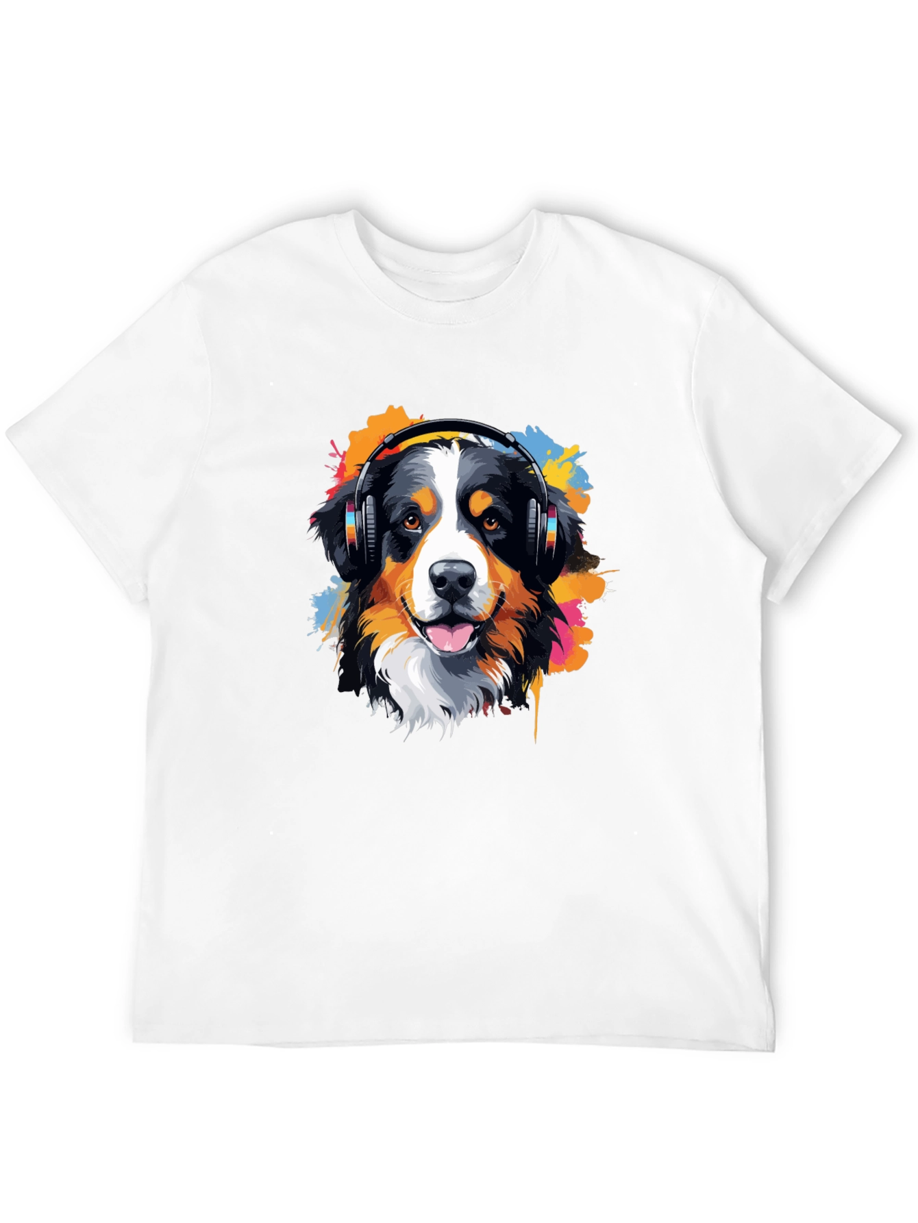 Dog DJ T-Shirt - Colorful Headphones Design
