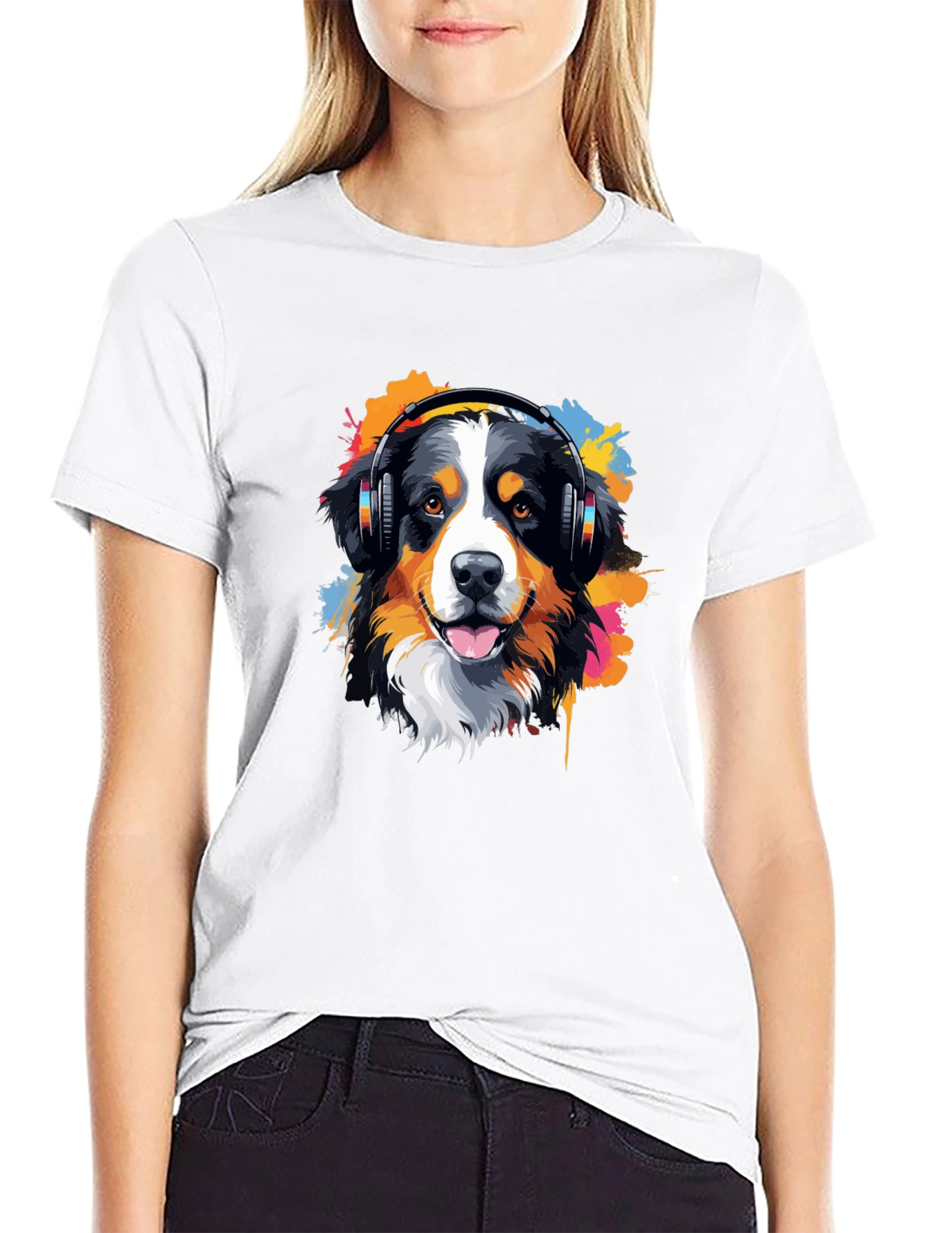 Dog DJ T-Shirt - Colorful Headphones Design