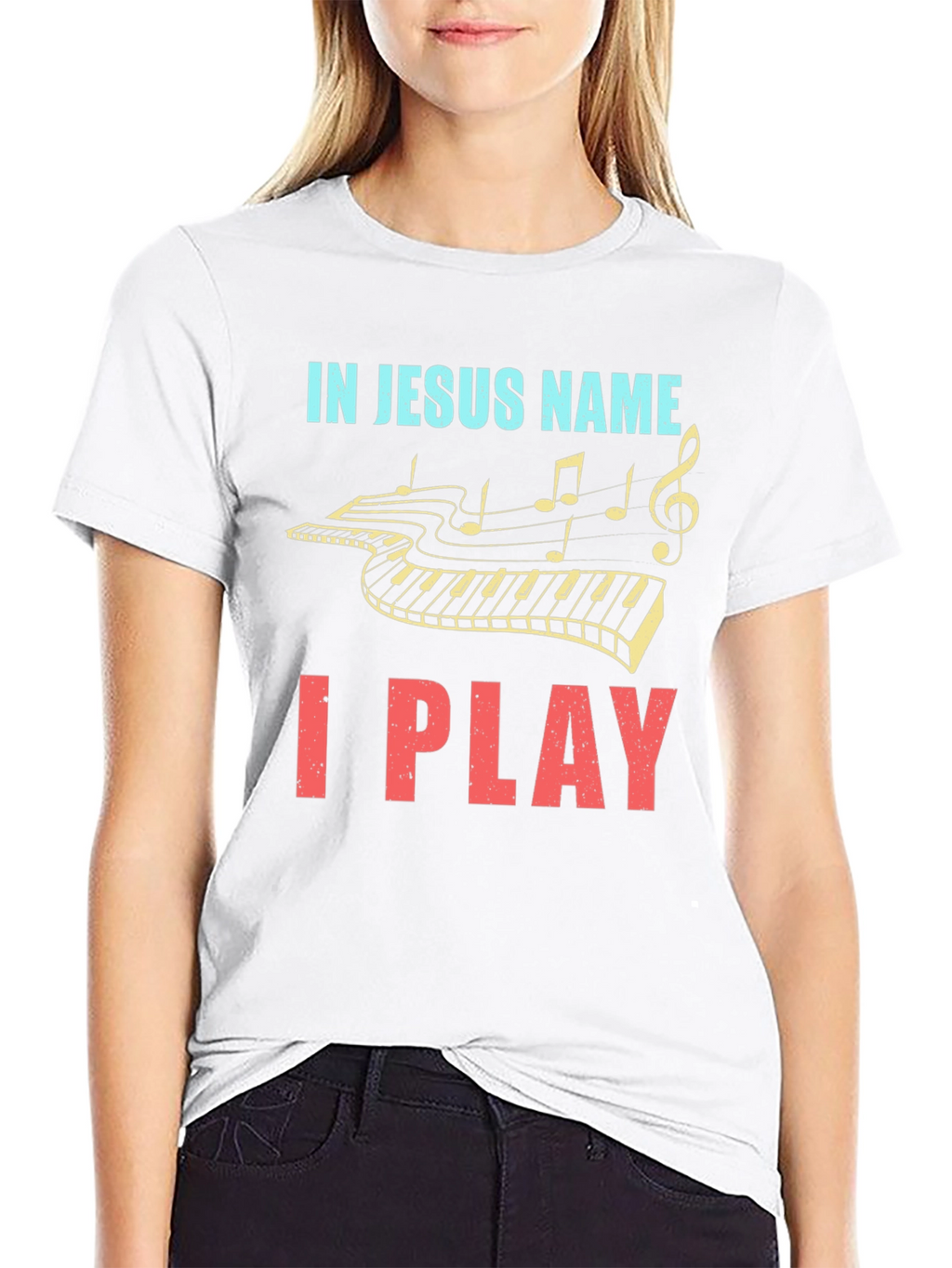In Jesus Name I Play - Piano T-Shirt