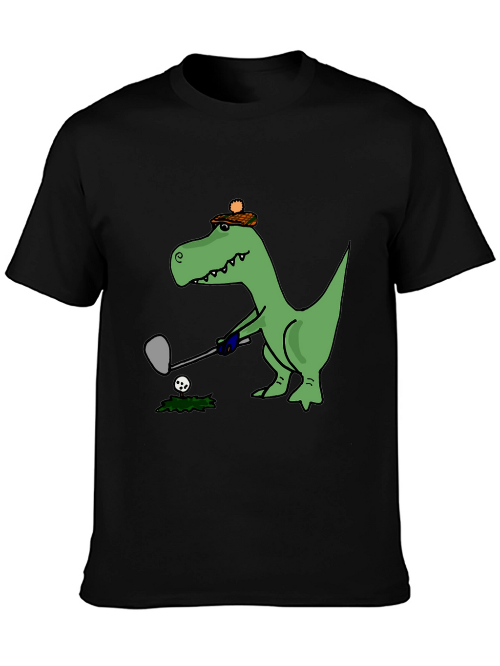 Golfing T-Rex Tee - Black Cotton Novelty Shirt