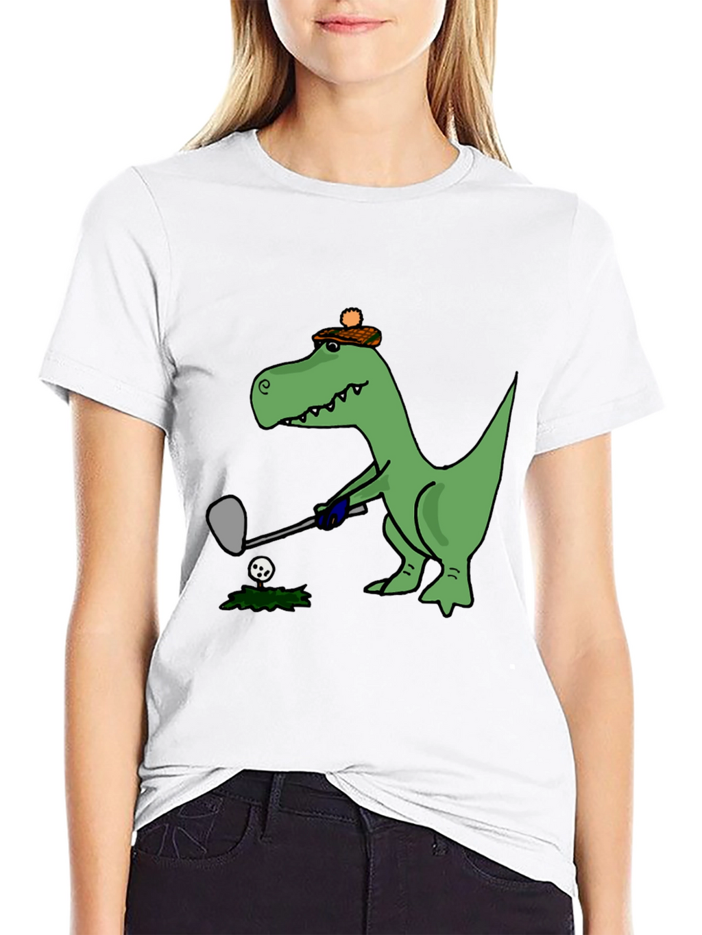 Golfing T-Rex Tee - Black Cotton Novelty Shirt