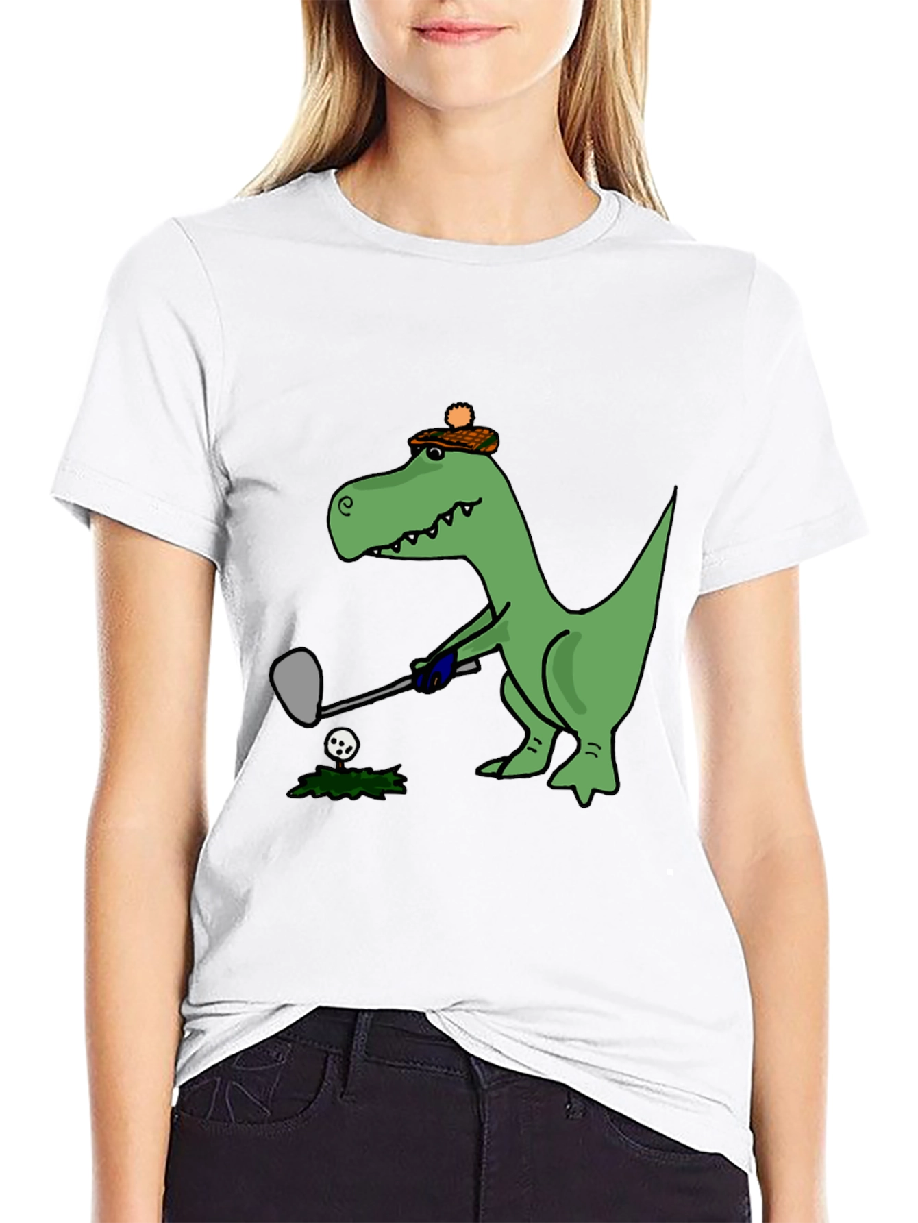 Golfing T-Rex Tee - Black Cotton Novelty Shirt