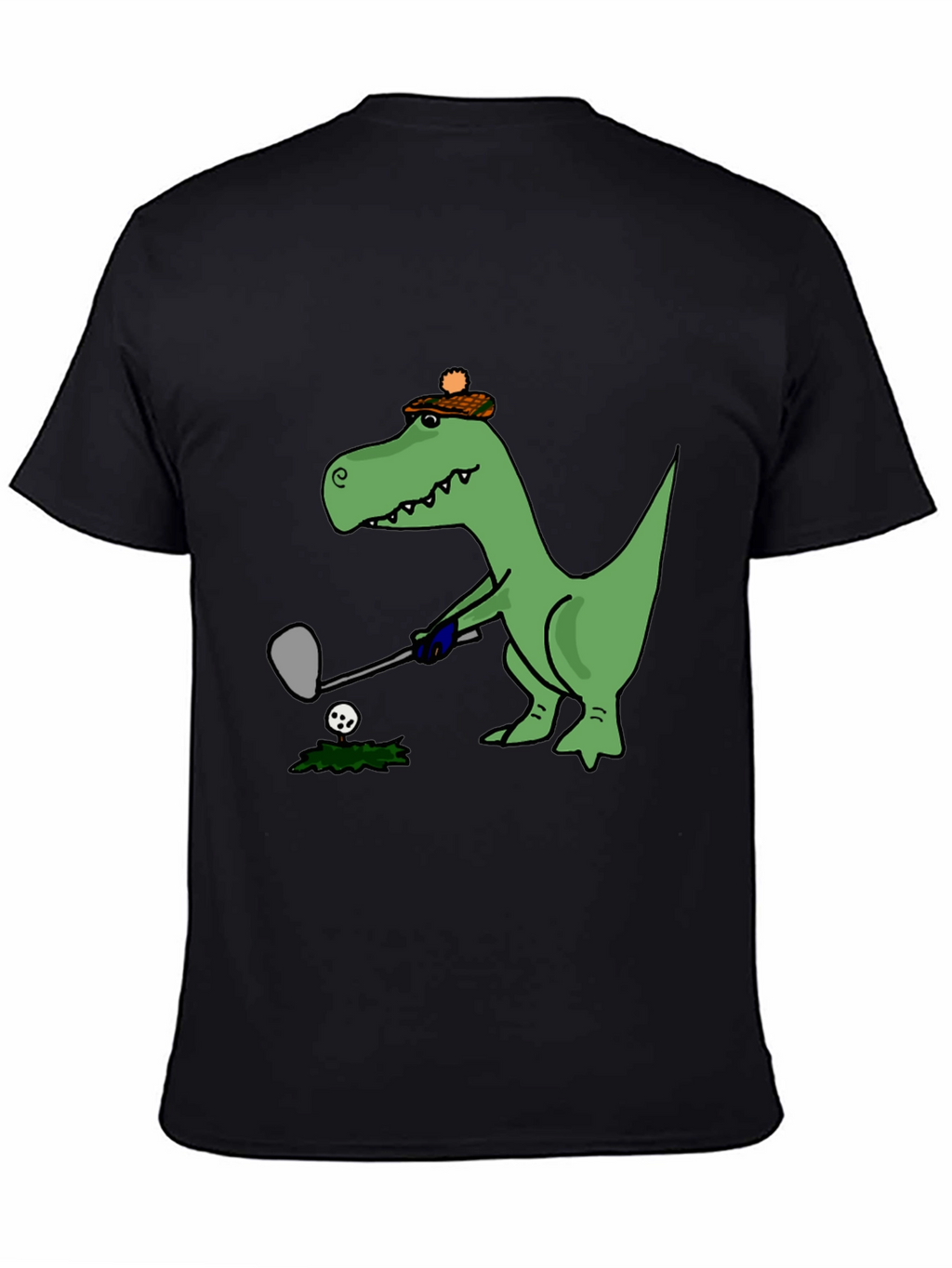 Golfing T-Rex Tee - Black Cotton Novelty Shirt