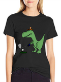 Golfing T-Rex Tee - Black Cotton Novelty Shirt