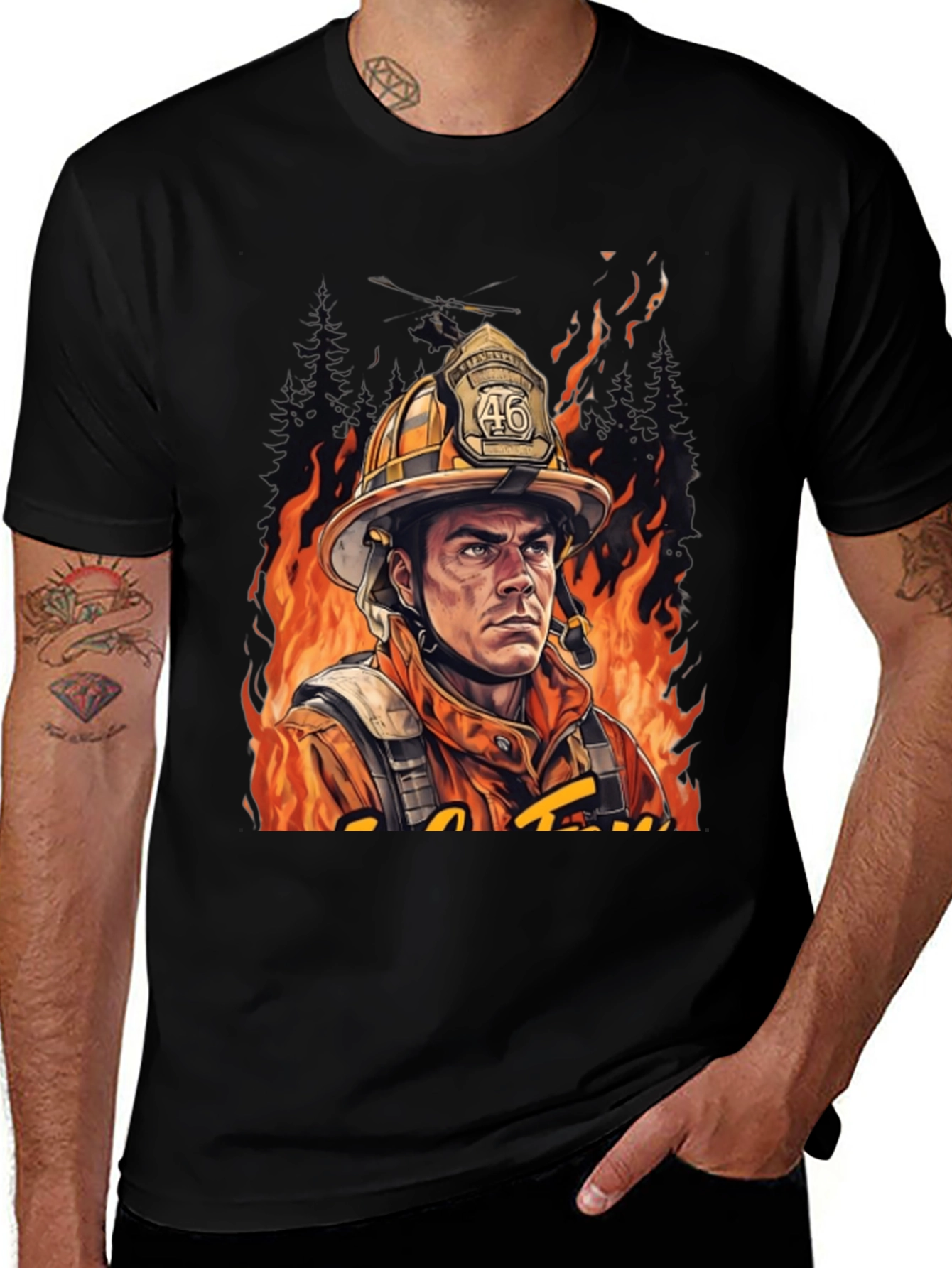 Firefighter Graphic T-Shirt - Courage Under Fire