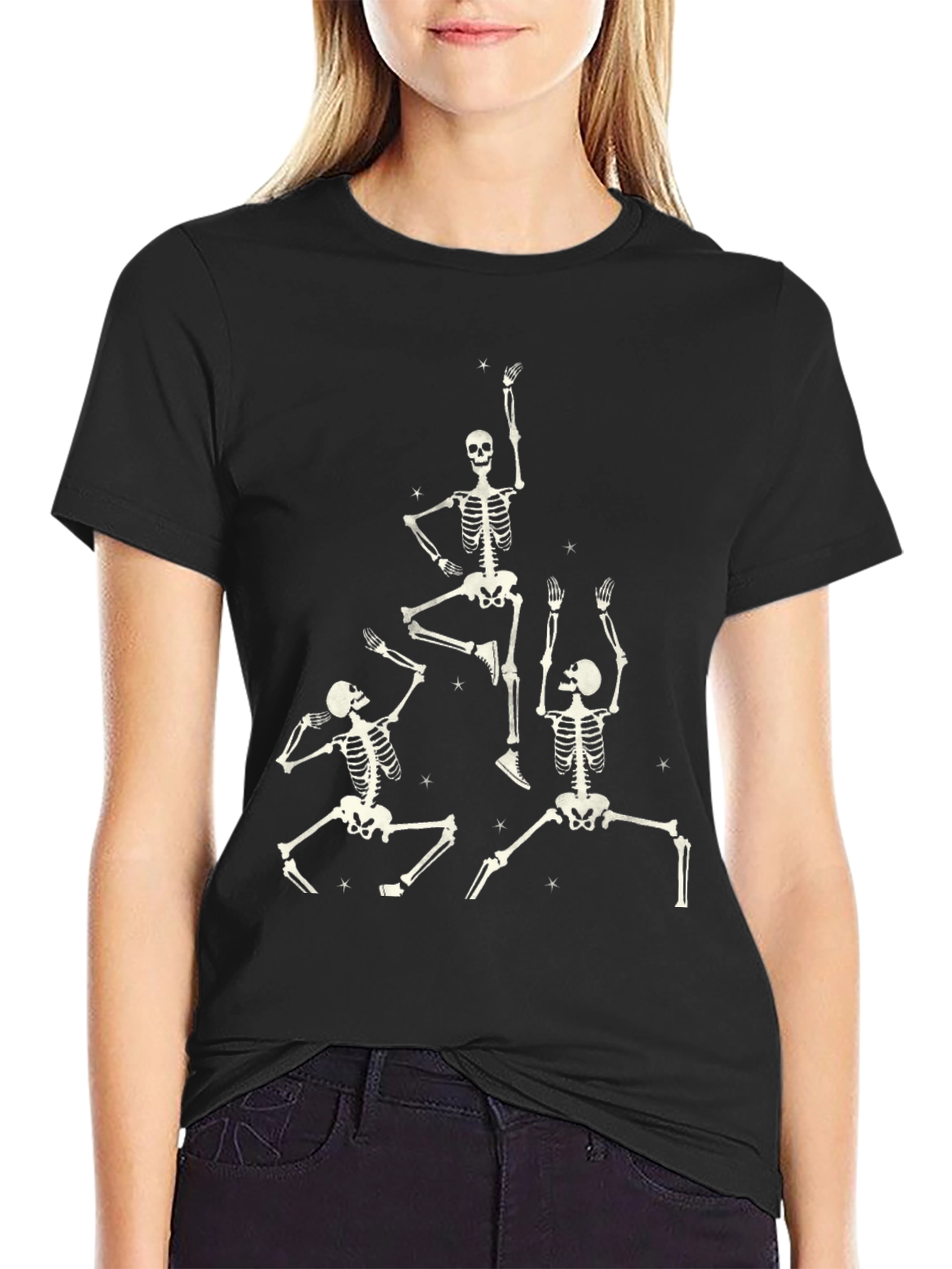 Dancing Skeletons Black Graphic Tee