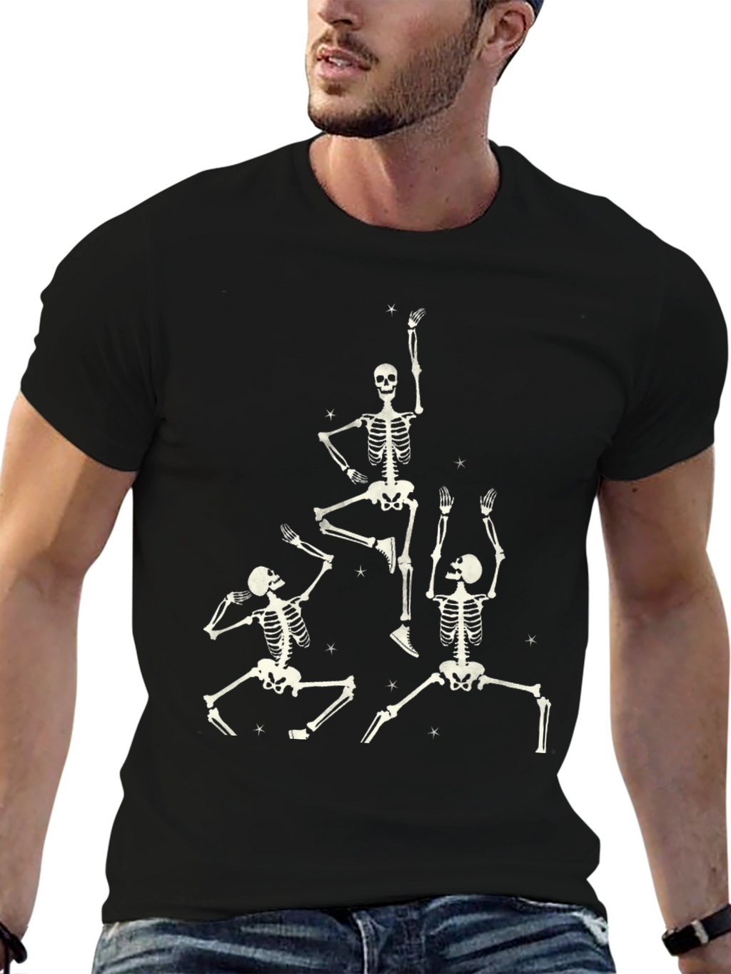 Dancing Skeletons Black Graphic Tee