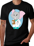 Elephant Doctor Cartoon Graphic T-Shirt