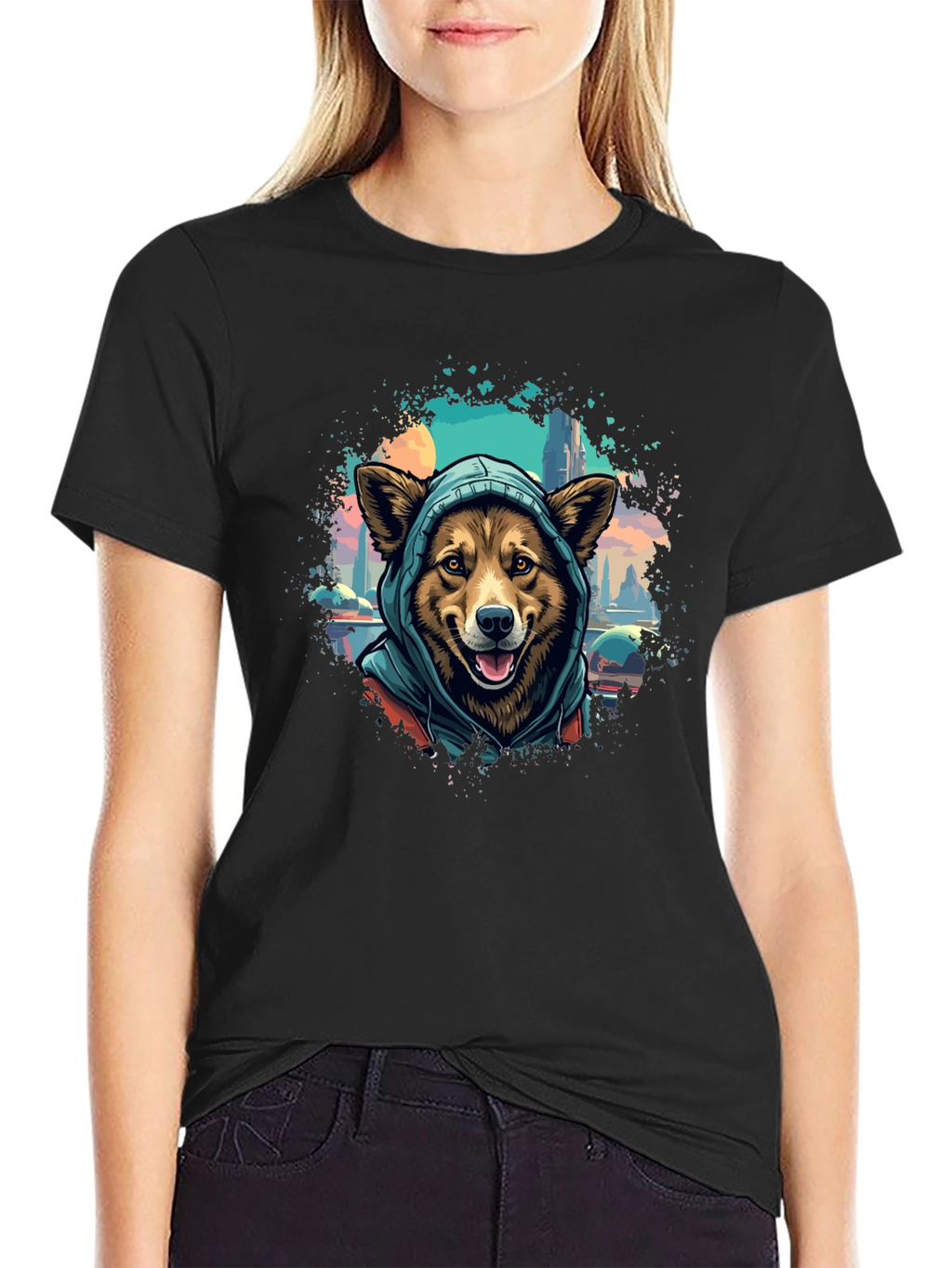 Dog in Hoodie T-Shirt - Urban Style