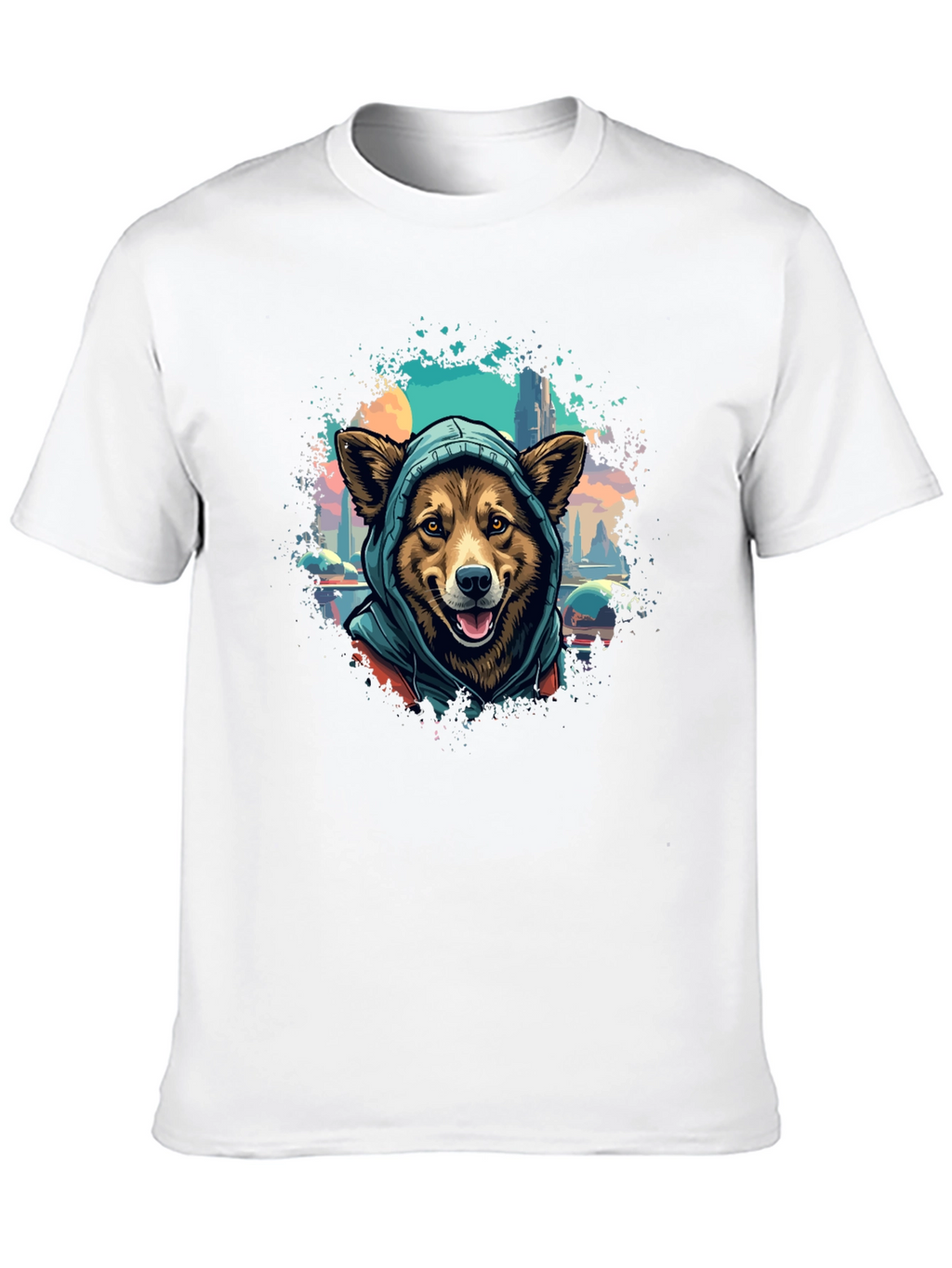 Dog in Hoodie T-Shirt - Urban Style