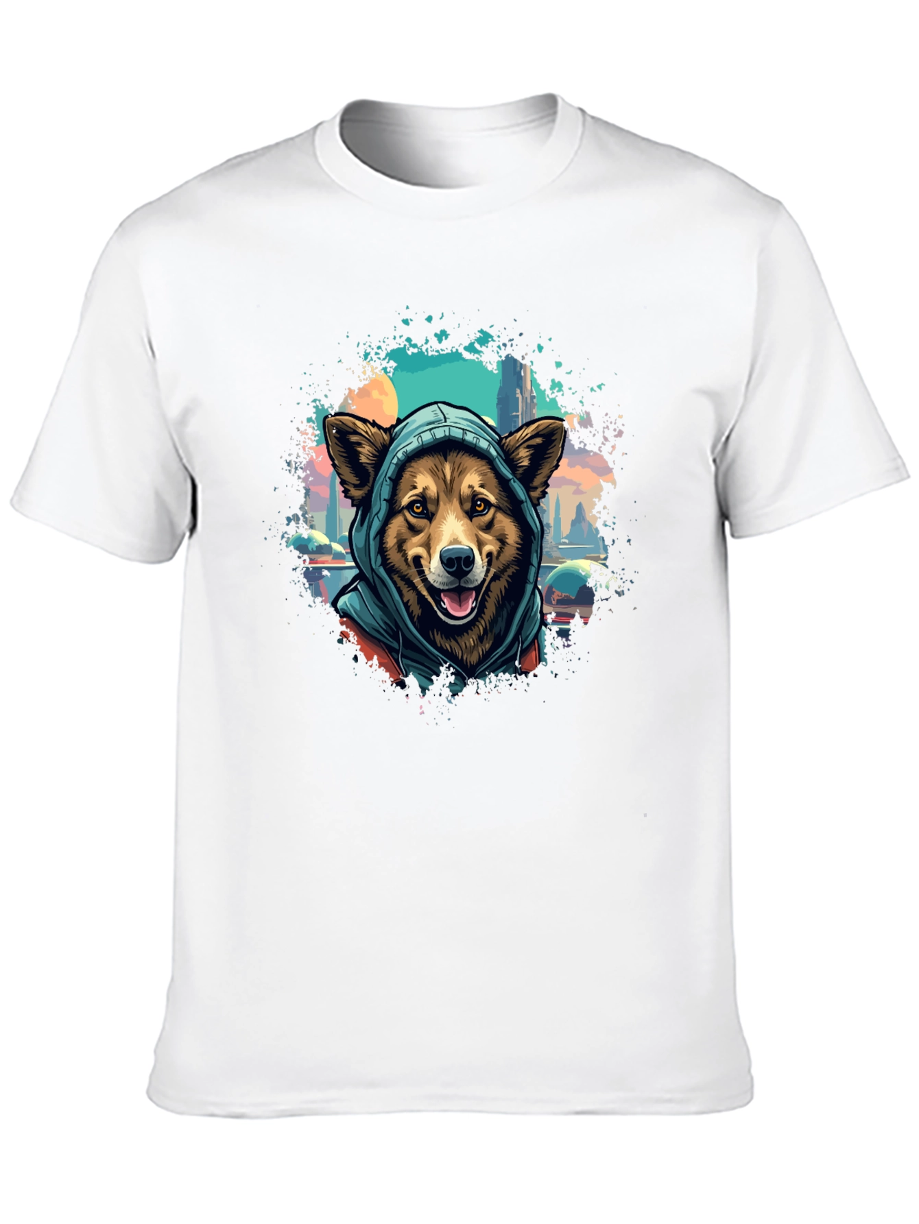Dog in Hoodie T-Shirt - Urban Style
