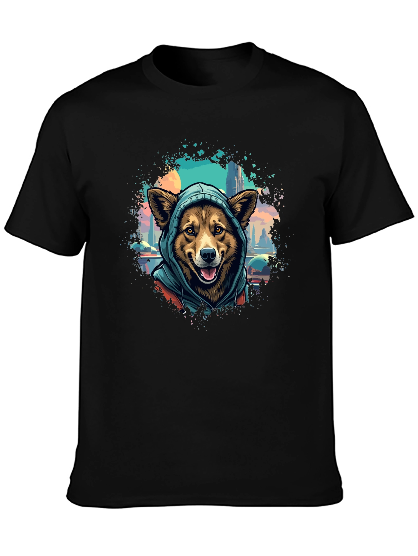 Dog in Hoodie T-Shirt - Urban Style