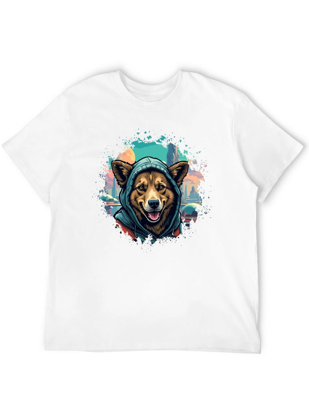 Dog in Hoodie T-Shirt - Urban Style