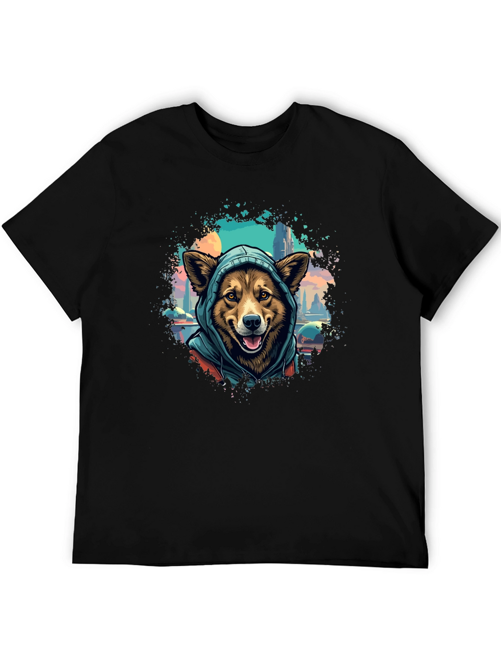 Dog in Hoodie T-Shirt - Urban Style