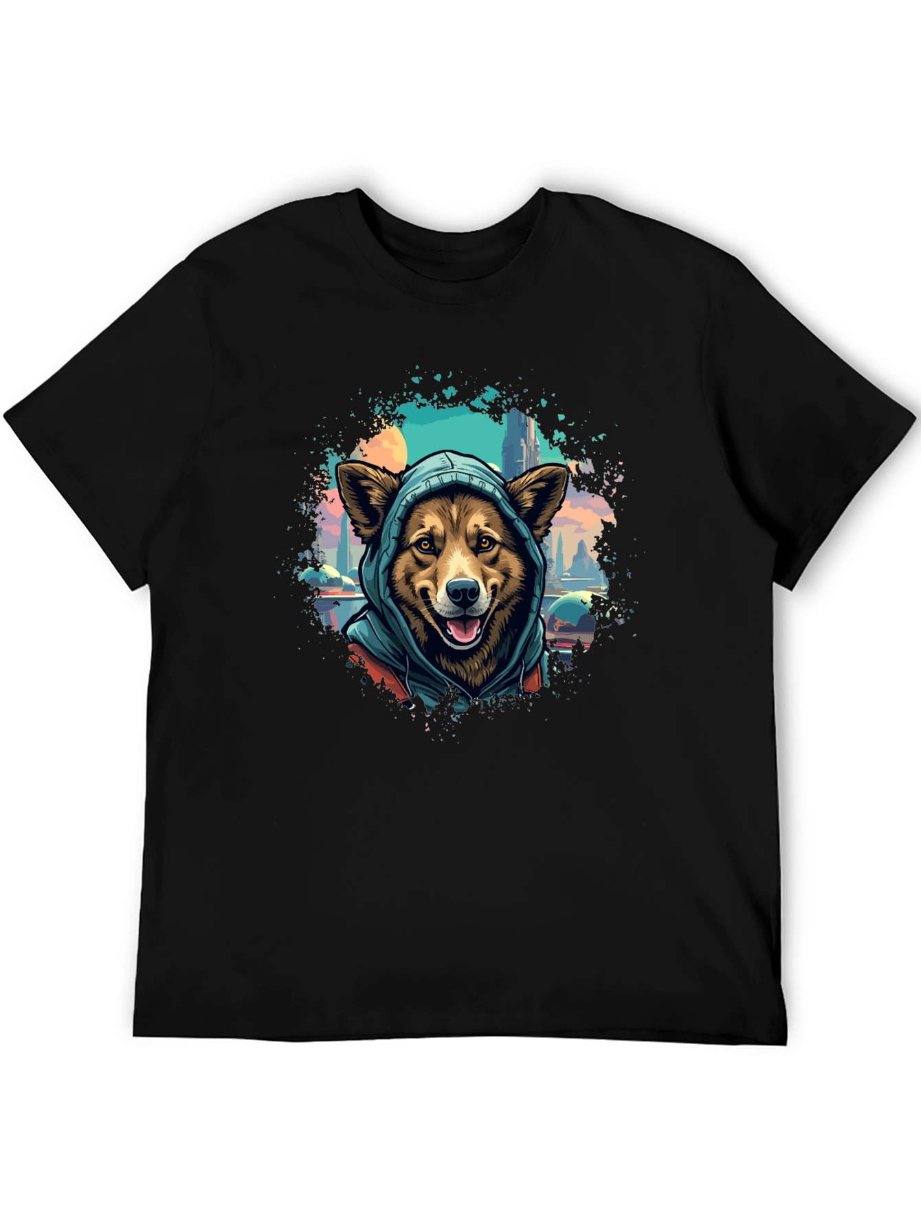 Dog in Hoodie T-Shirt - Urban Style