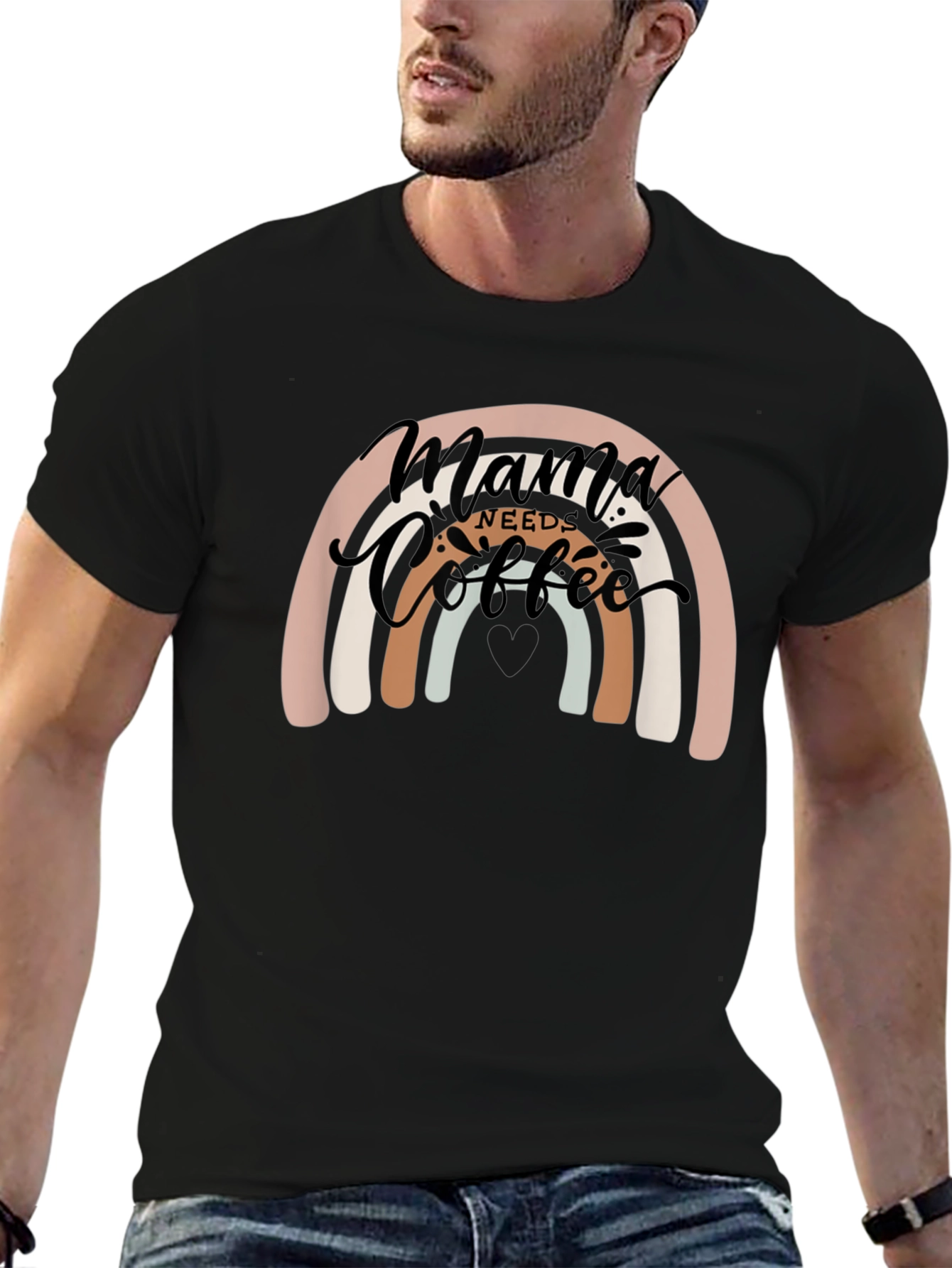 Mama Needs Coffee Rainbow Graphic Tee