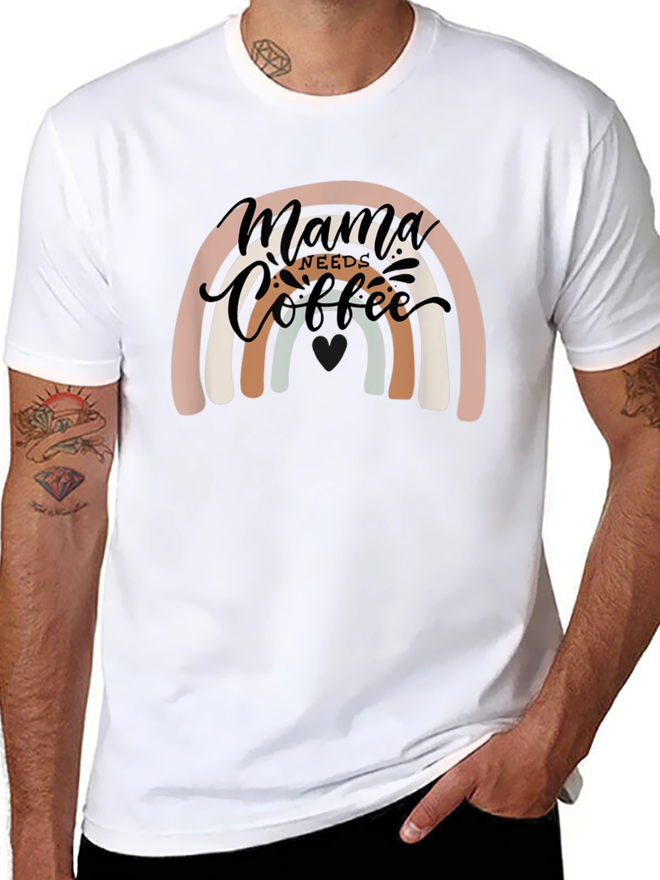 Mama Needs Coffee Rainbow Graphic Tee