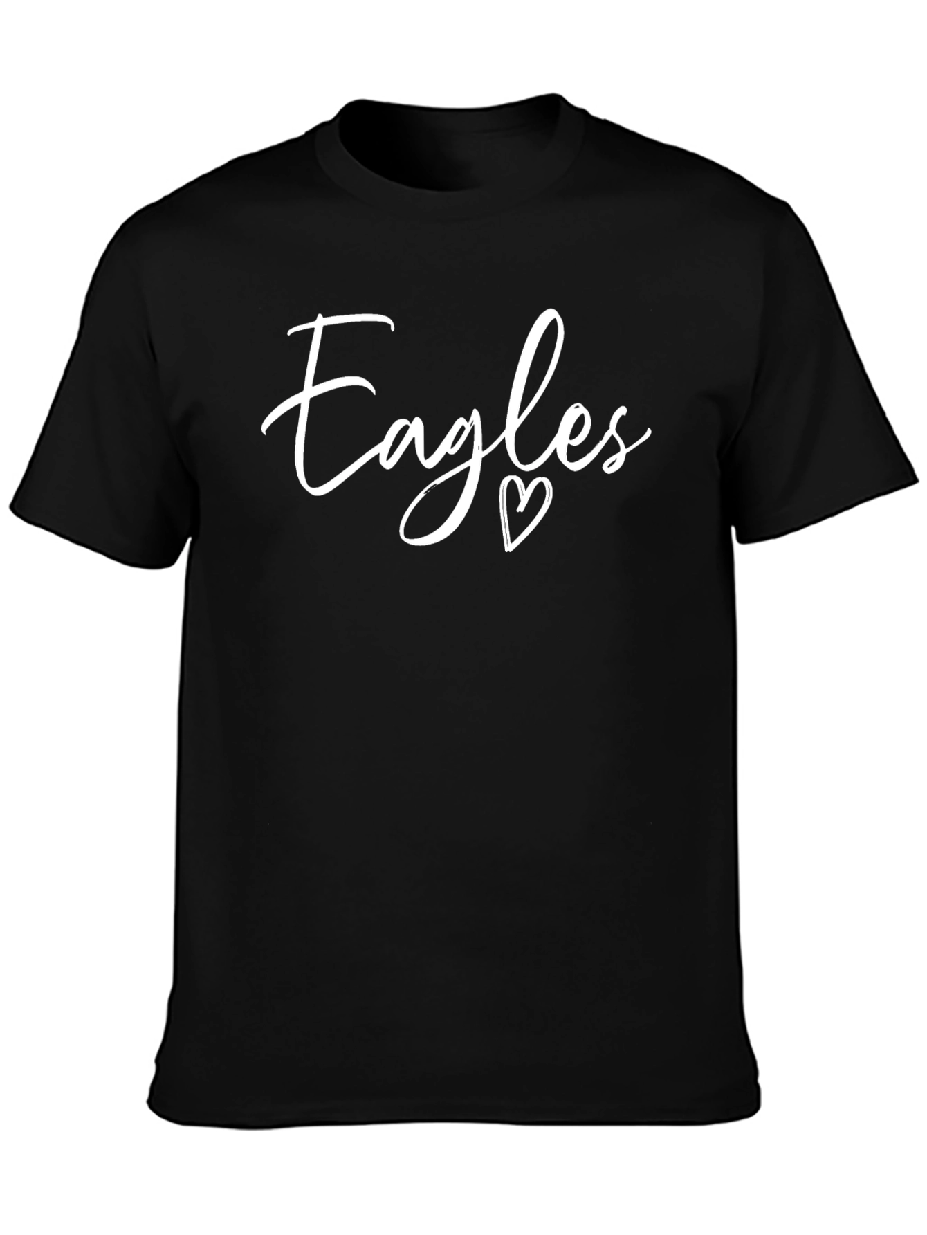 Eagles Heart Script Black Graphic Tee