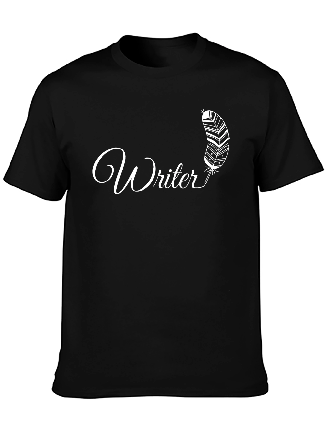 Writer Feather Graphic Black T-Shirt