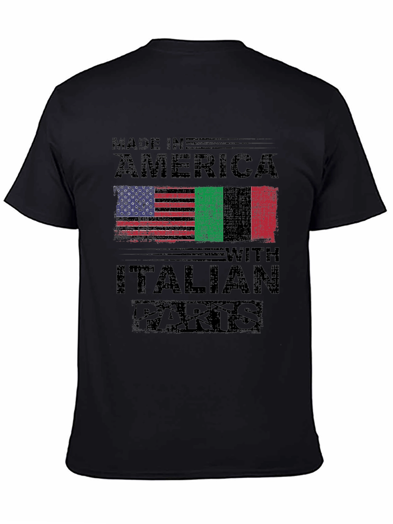 Made In America with Italian Parts Black T-Shirt
