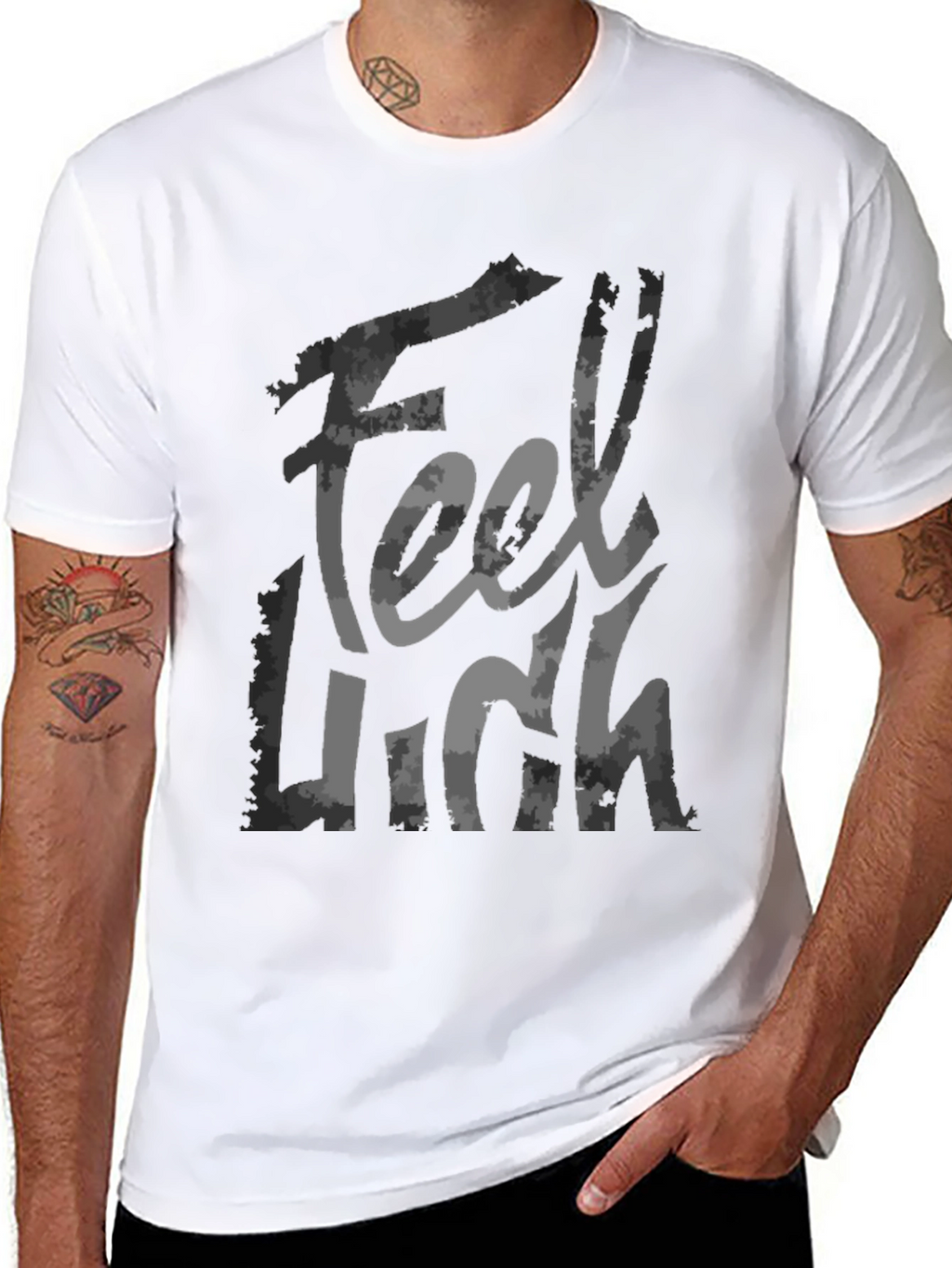 Feel High Graphic Print Black T-Shirt