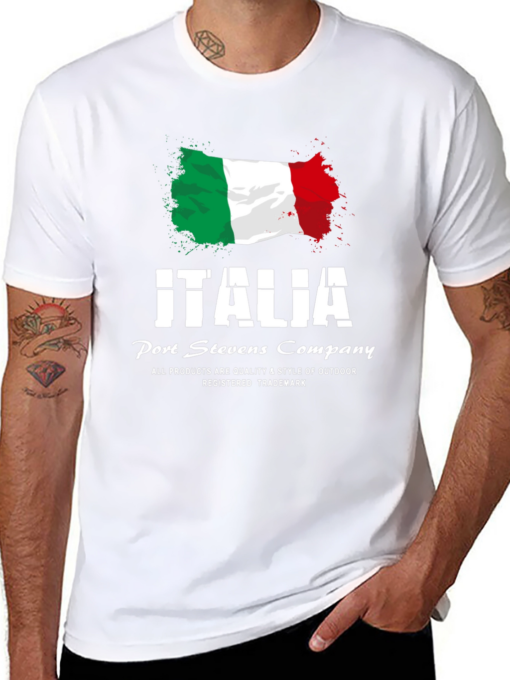 Italia Flag Graphic Print Black T-Shirt