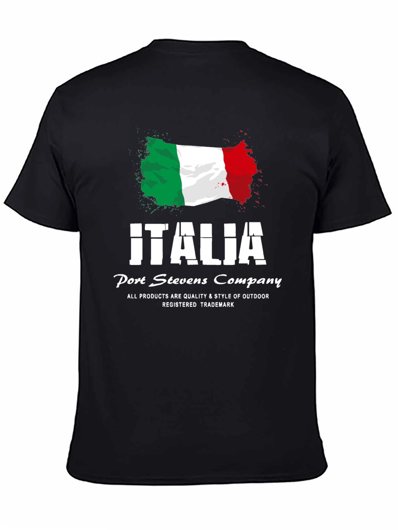 Italia Flag Graphic Print Black T-Shirt