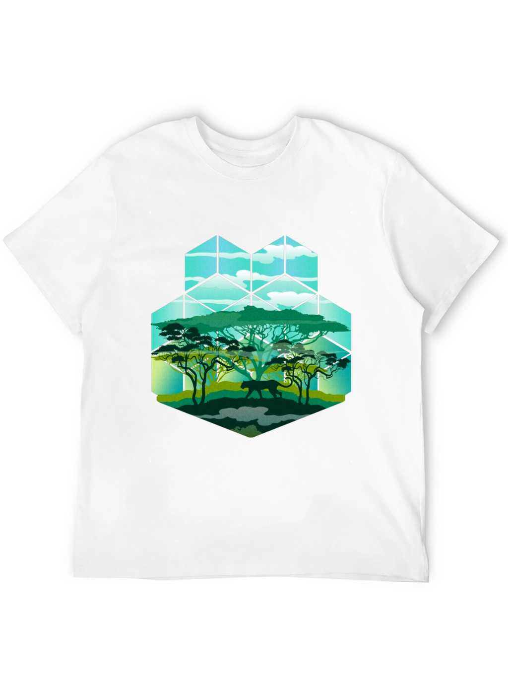 Geometric Wildlife Tee: Panther in Savannah