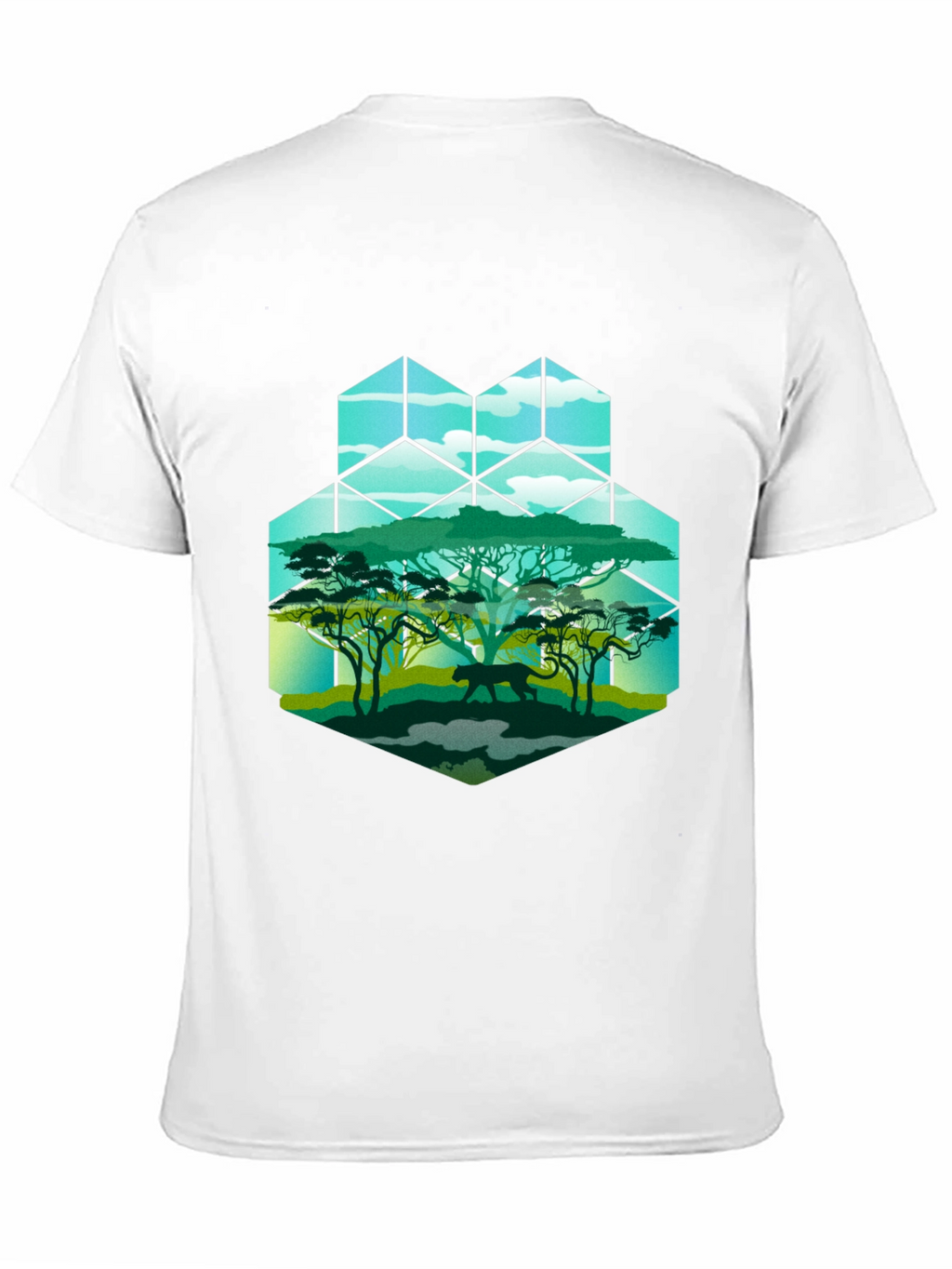 Geometric Wildlife Tee: Panther in Savannah