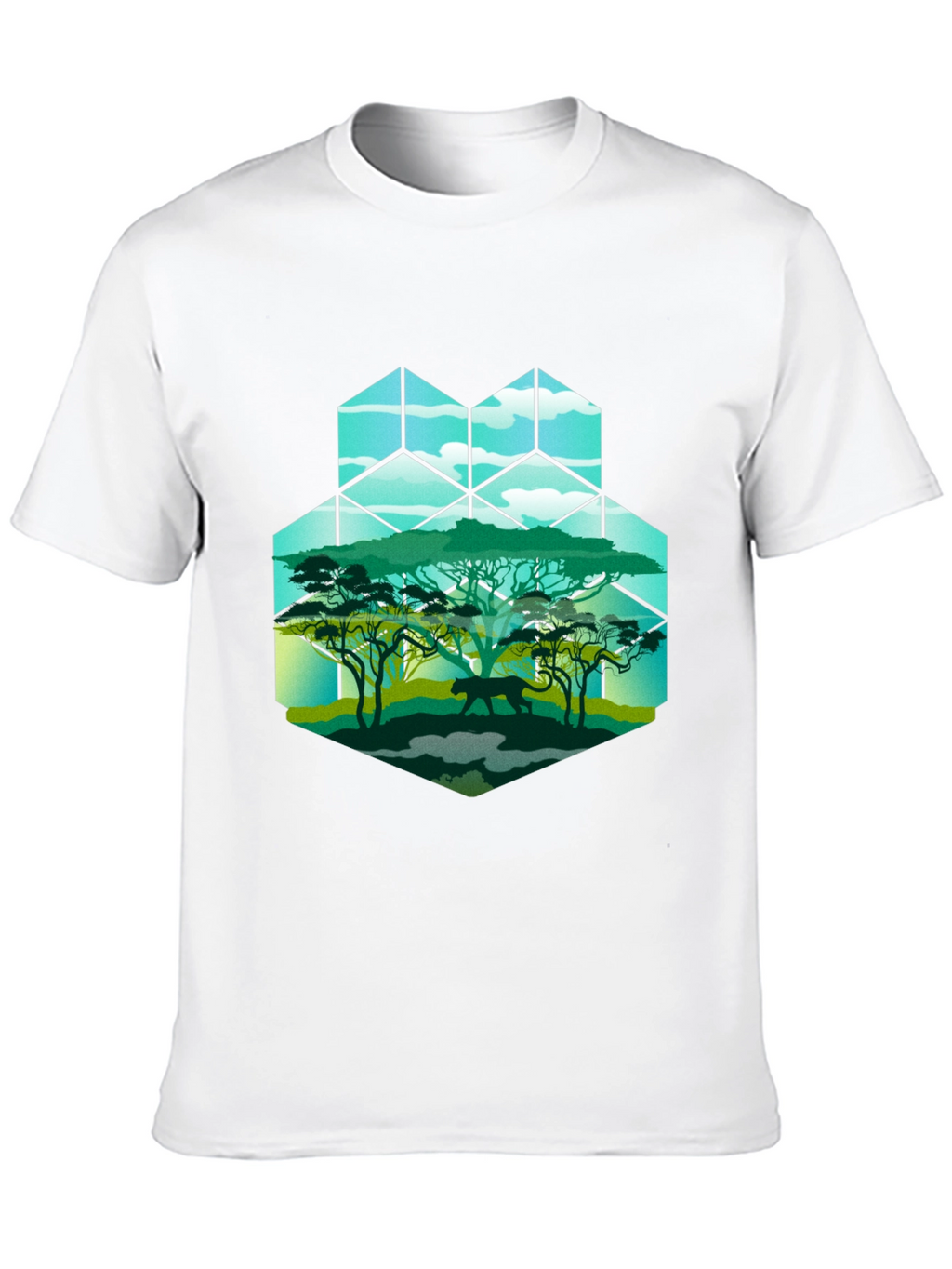 Geometric Wildlife Tee: Panther in Savannah