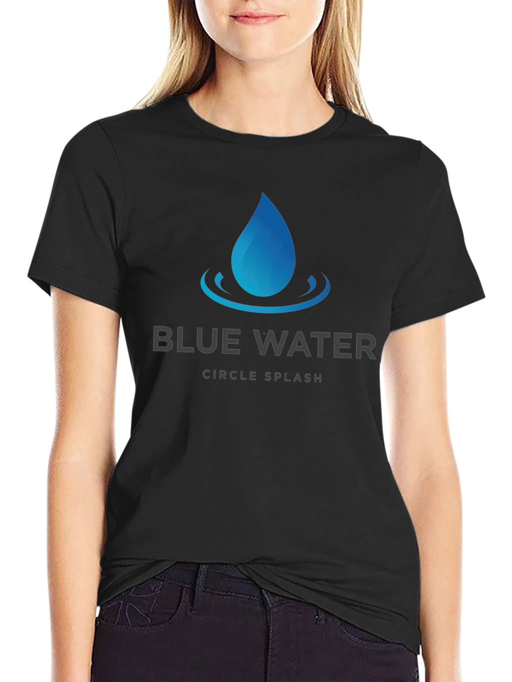 Blue Water Circle Splash Graphic T-Shirt - Soft Cotton