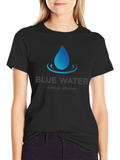 Blue Water Circle Splash Graphic T-Shirt - Soft Cotton