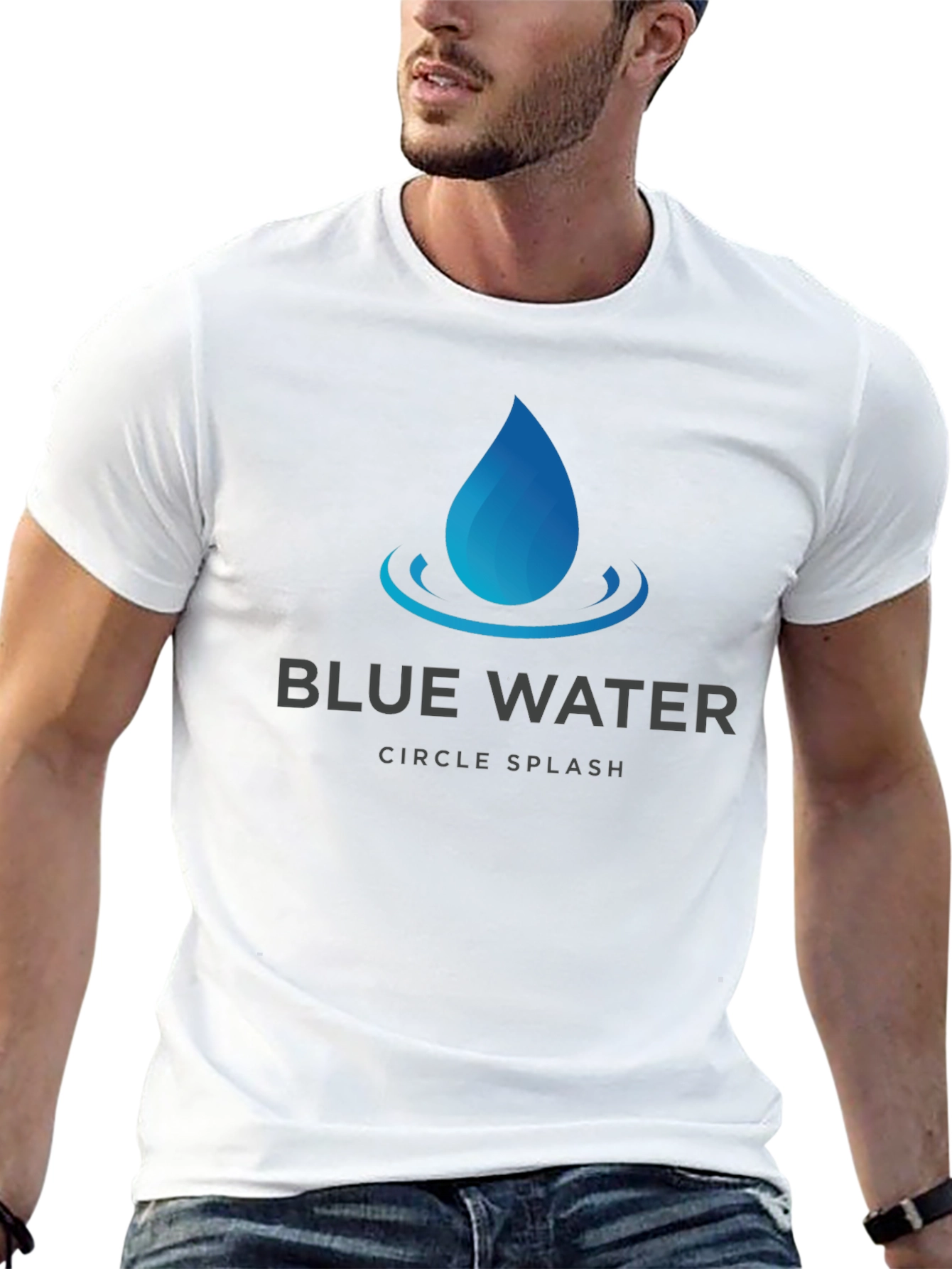 Blue Water Circle Splash Graphic T-Shirt - Soft Cotton