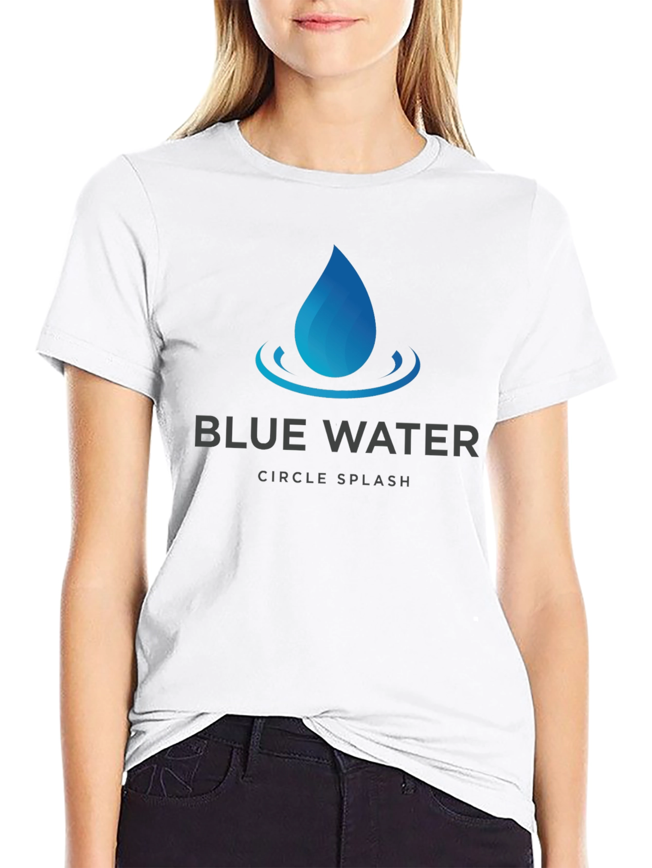 Blue Water Circle Splash Graphic T-Shirt - Soft Cotton