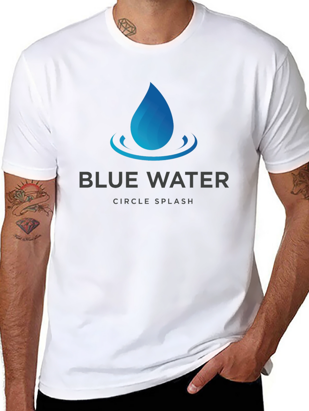 Blue Water Circle Splash Graphic T-Shirt - Soft Cotton