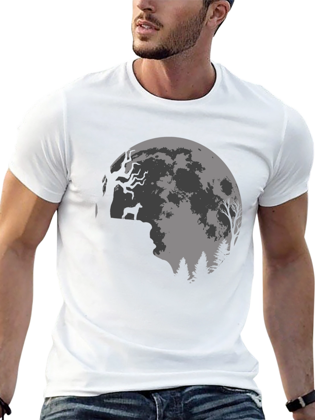 Wolf Moon Graphic Tee - Stylish Black T-Shirt
