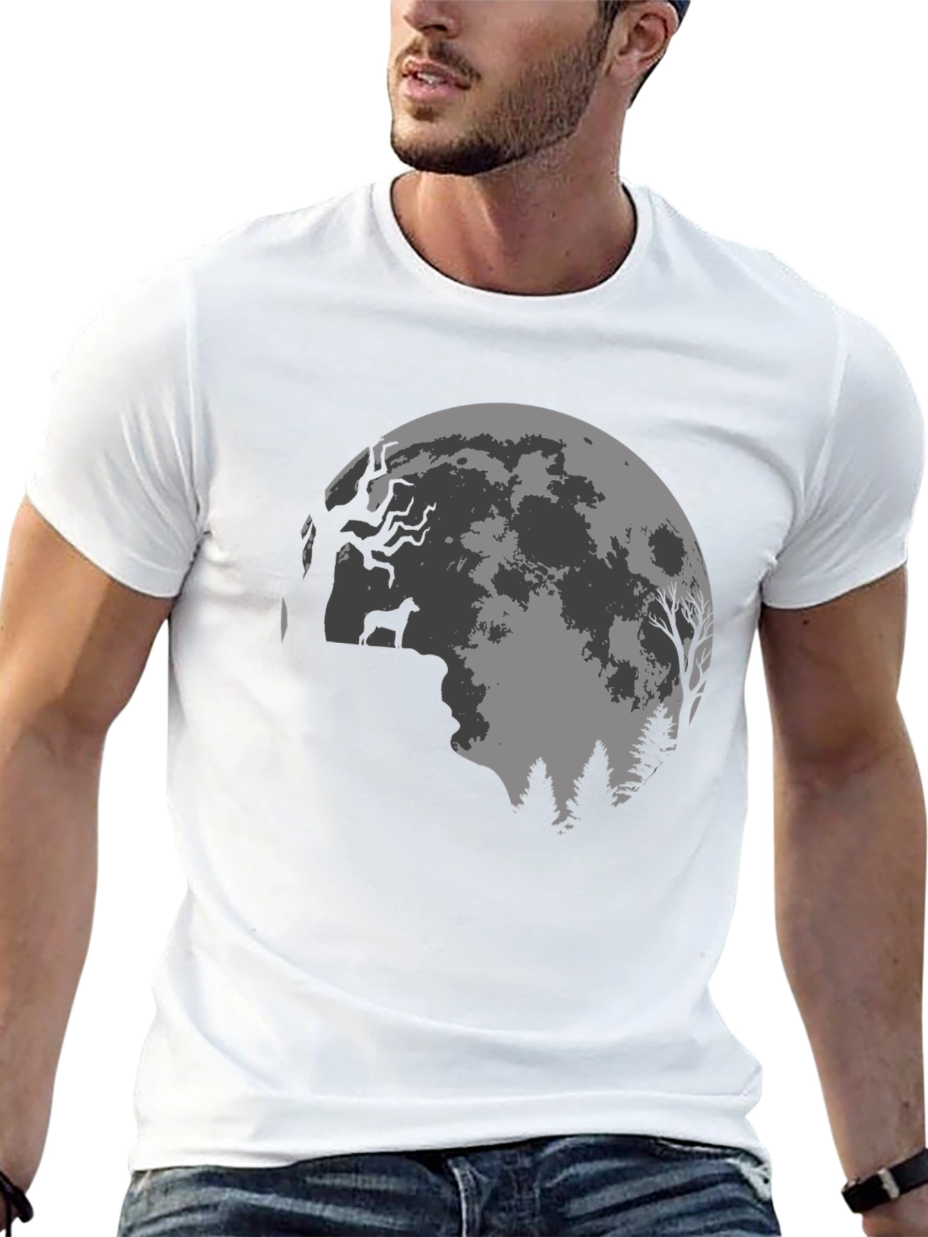 Wolf Moon Graphic Tee - Stylish Black T-Shirt