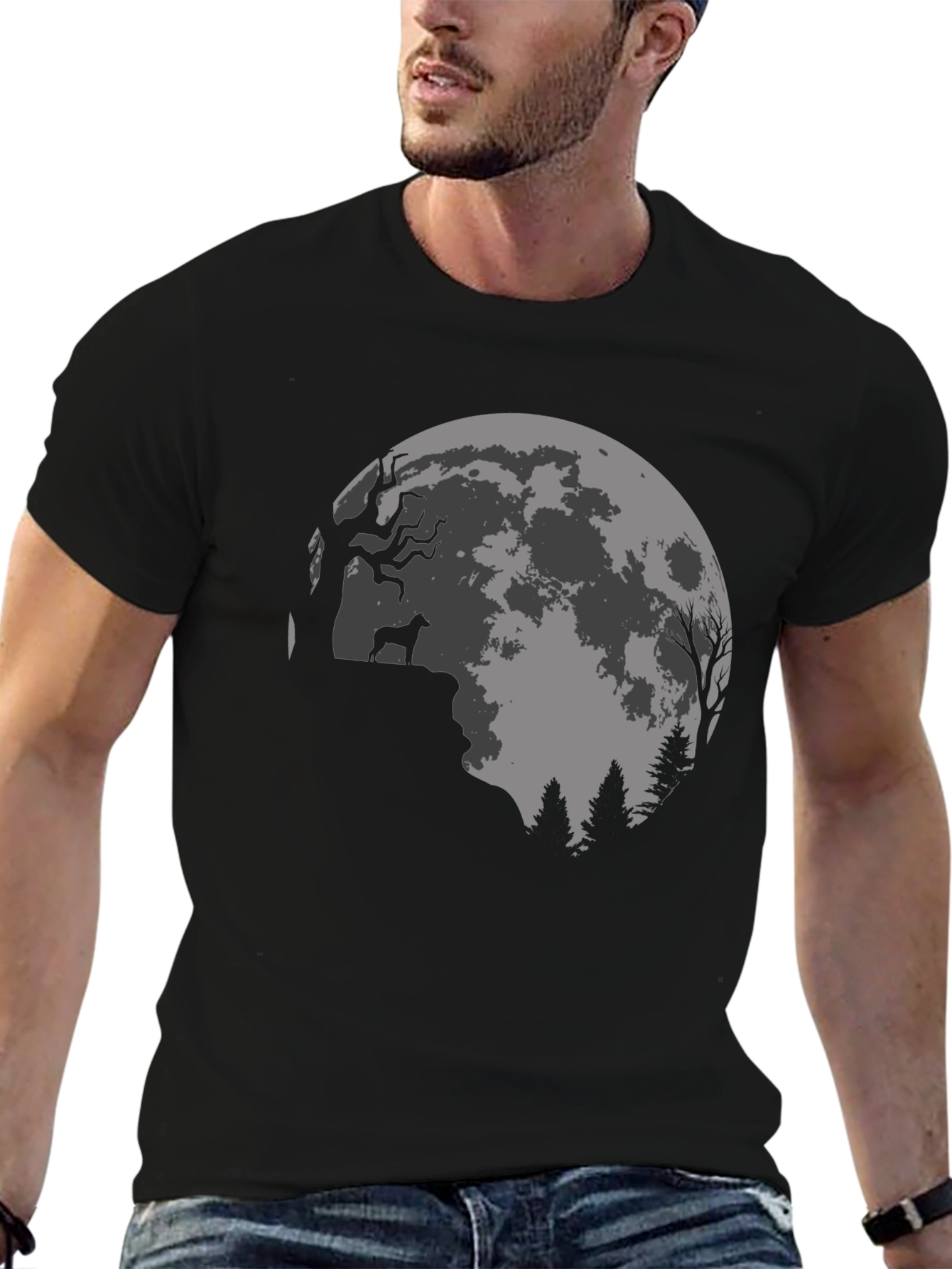 Wolf Moon Graphic Tee - Stylish Black T-Shirt