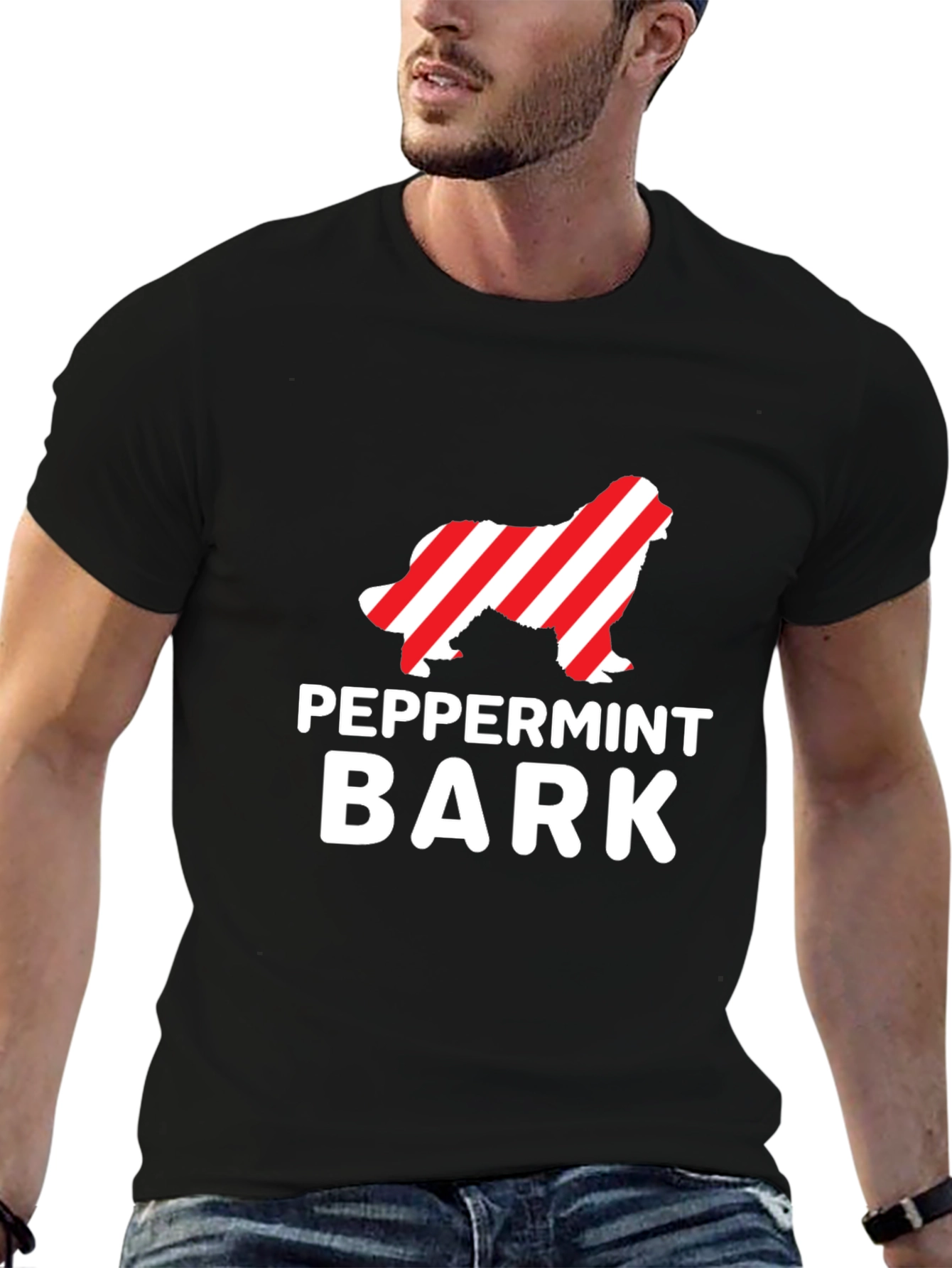 Peppermint Bark Dog Graphic T-Shirt - Black