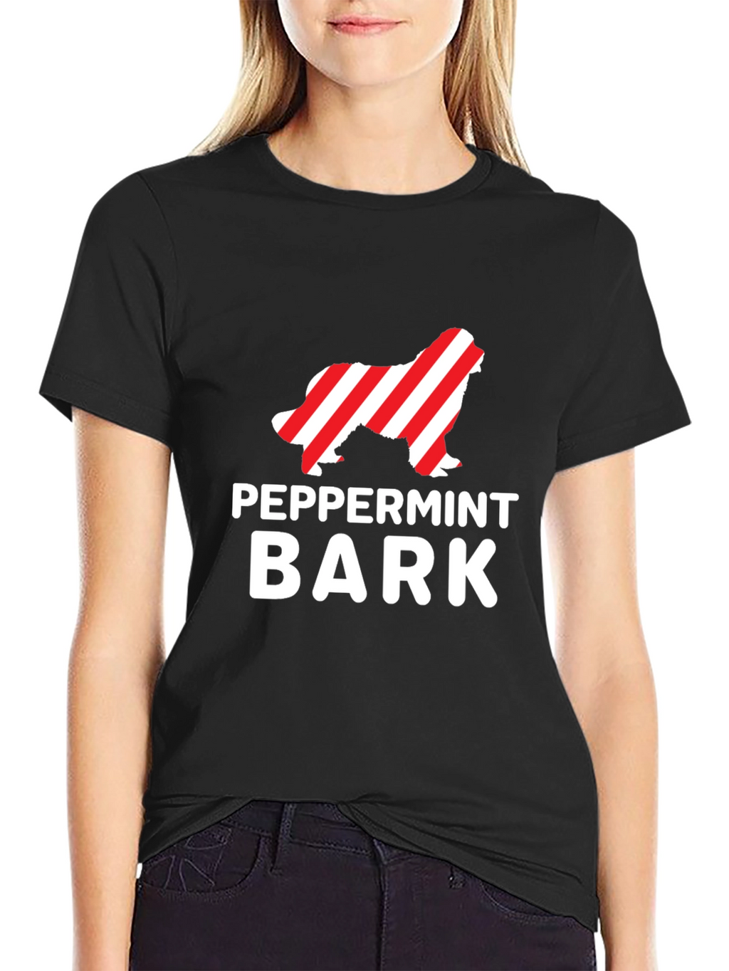 Peppermint Bark Dog Graphic T-Shirt - Black
