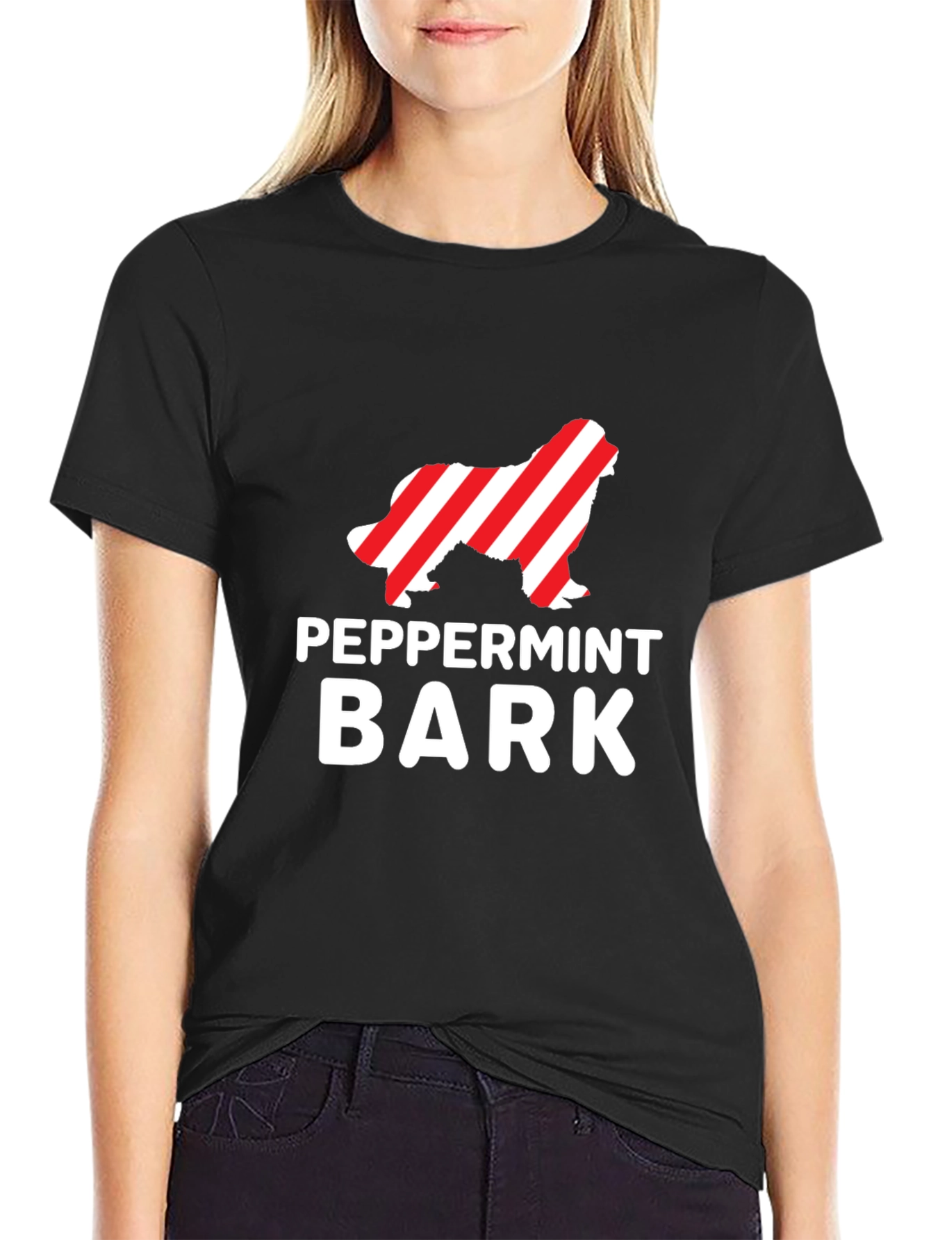 Peppermint Bark Dog Graphic T-Shirt - Black