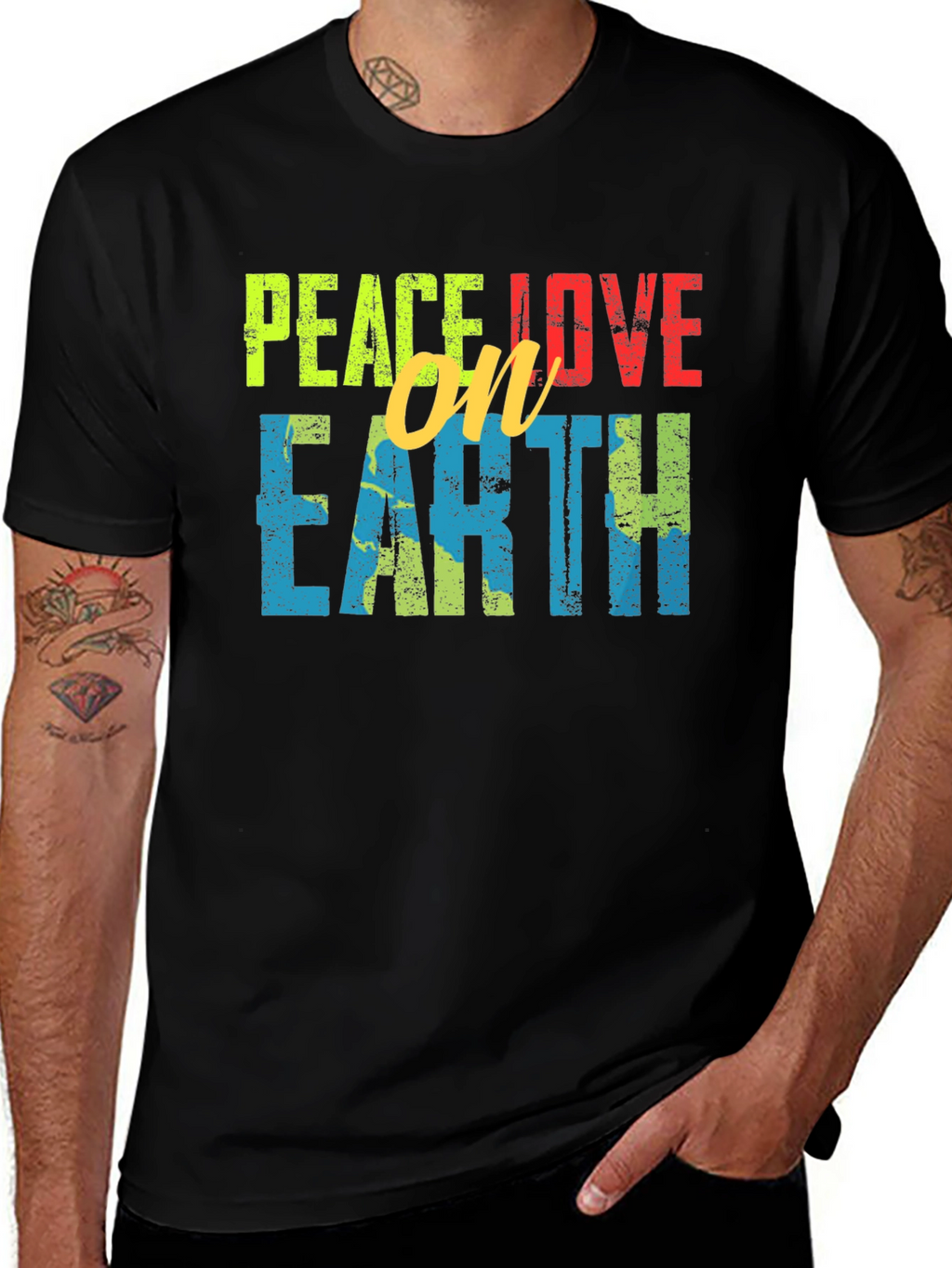 Peace Love on Earth T-Shirt - Black