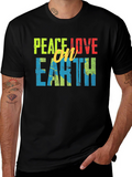 Peace Love on Earth T-Shirt - Black