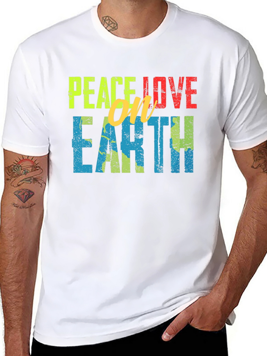 Peace Love on Earth T-Shirt - Black